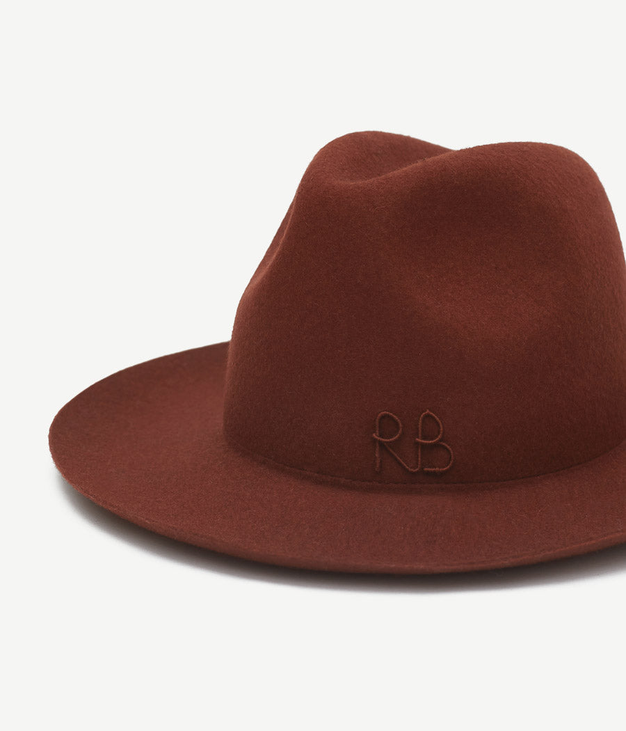 Monogram-embellished Fedora Hat FDR08-W-WRB-XS Ruslan Baginskiy