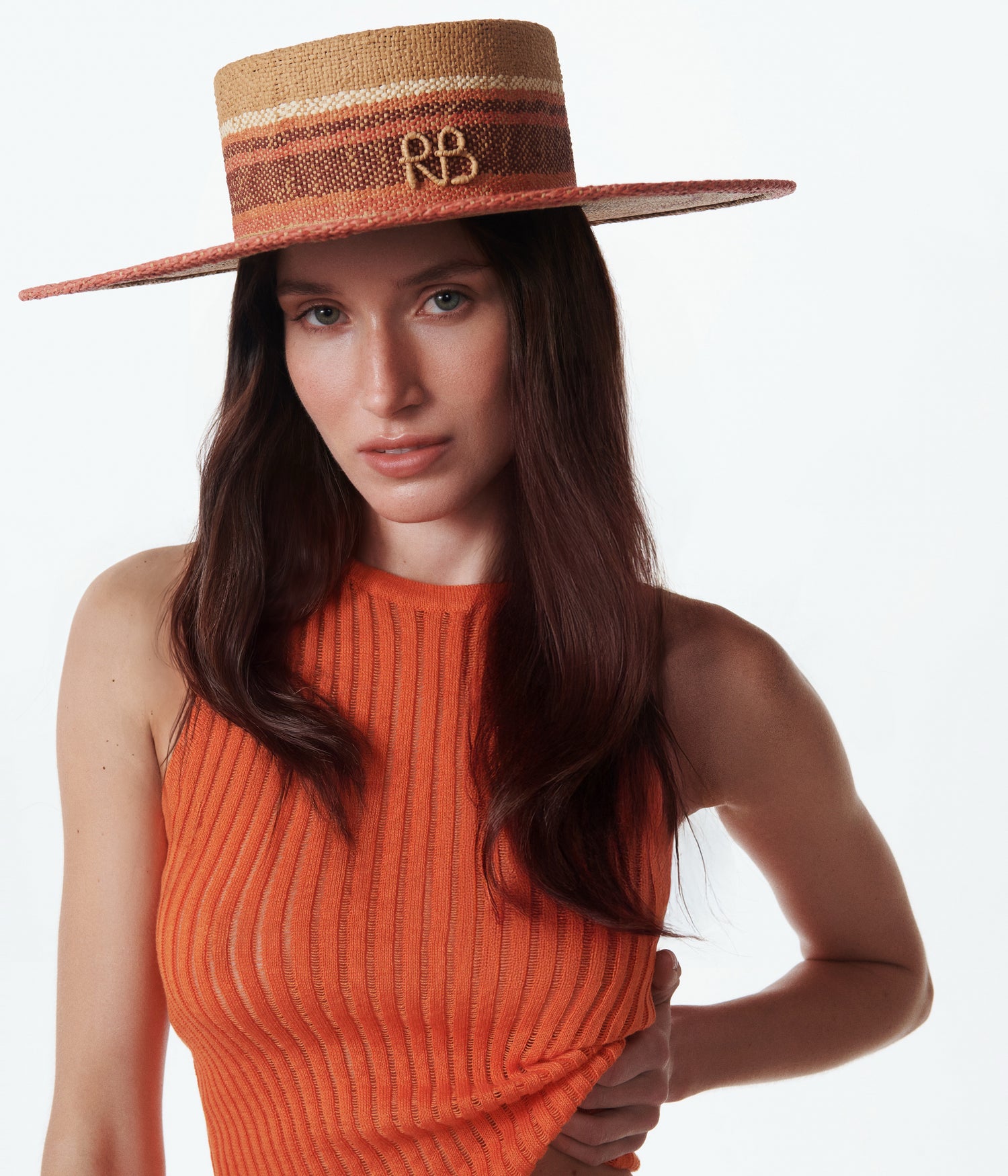 Photo, Canotier Hat, Striped Canotier Hat