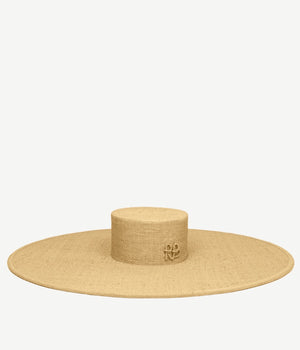 Wide-Brimmed Straw Canotier Hat