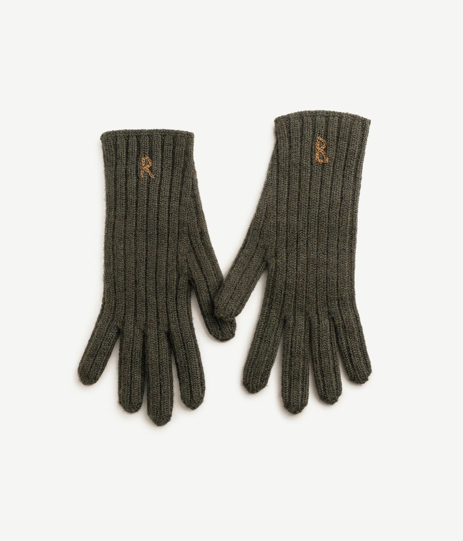 Monogram-embroidered Wool Gloves • Ruslan Baginskiy Hats