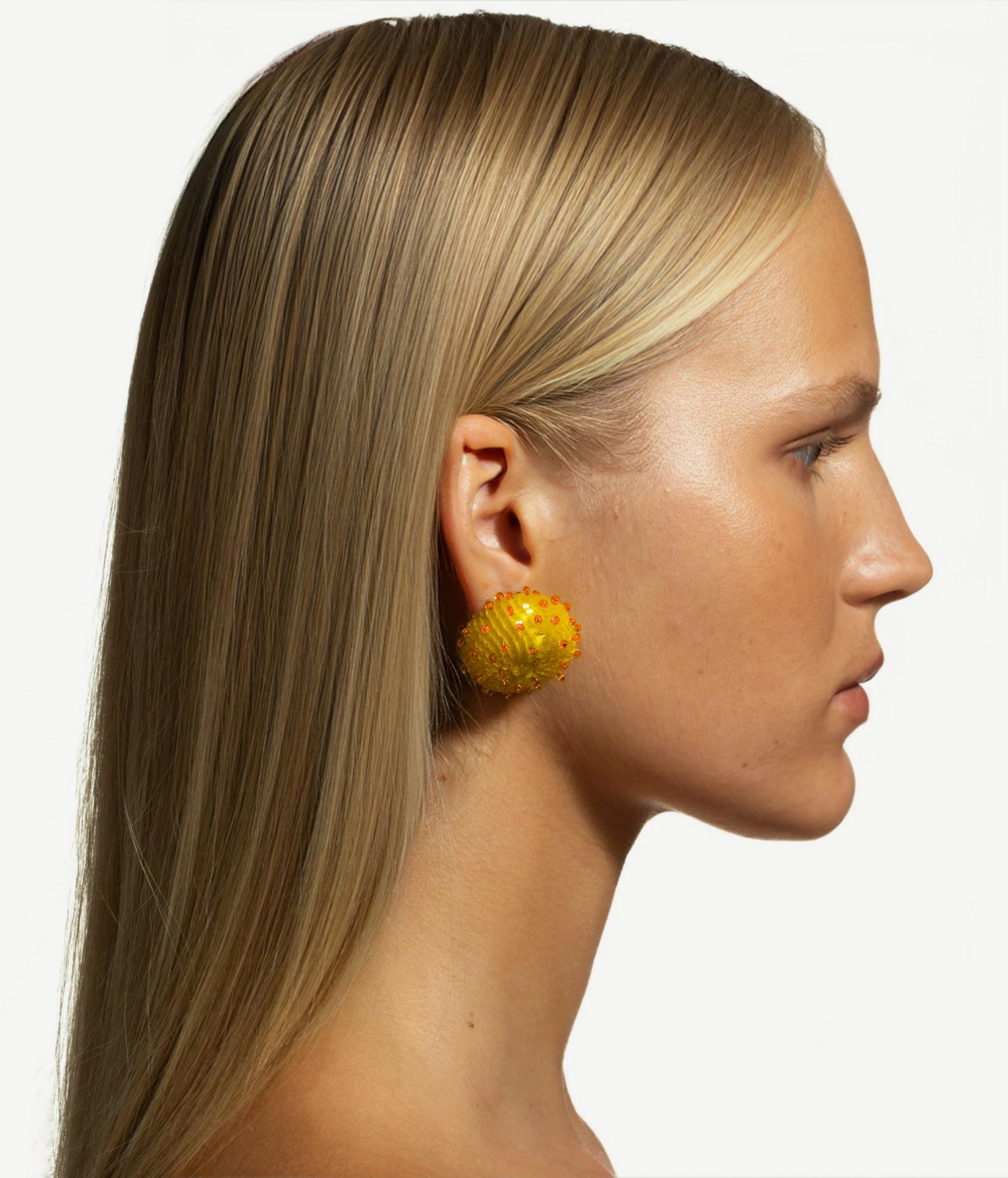 Photo, Ruslan Baginskiy Jewelry collection, SKARBY Yellow and Green Beaded Earrings