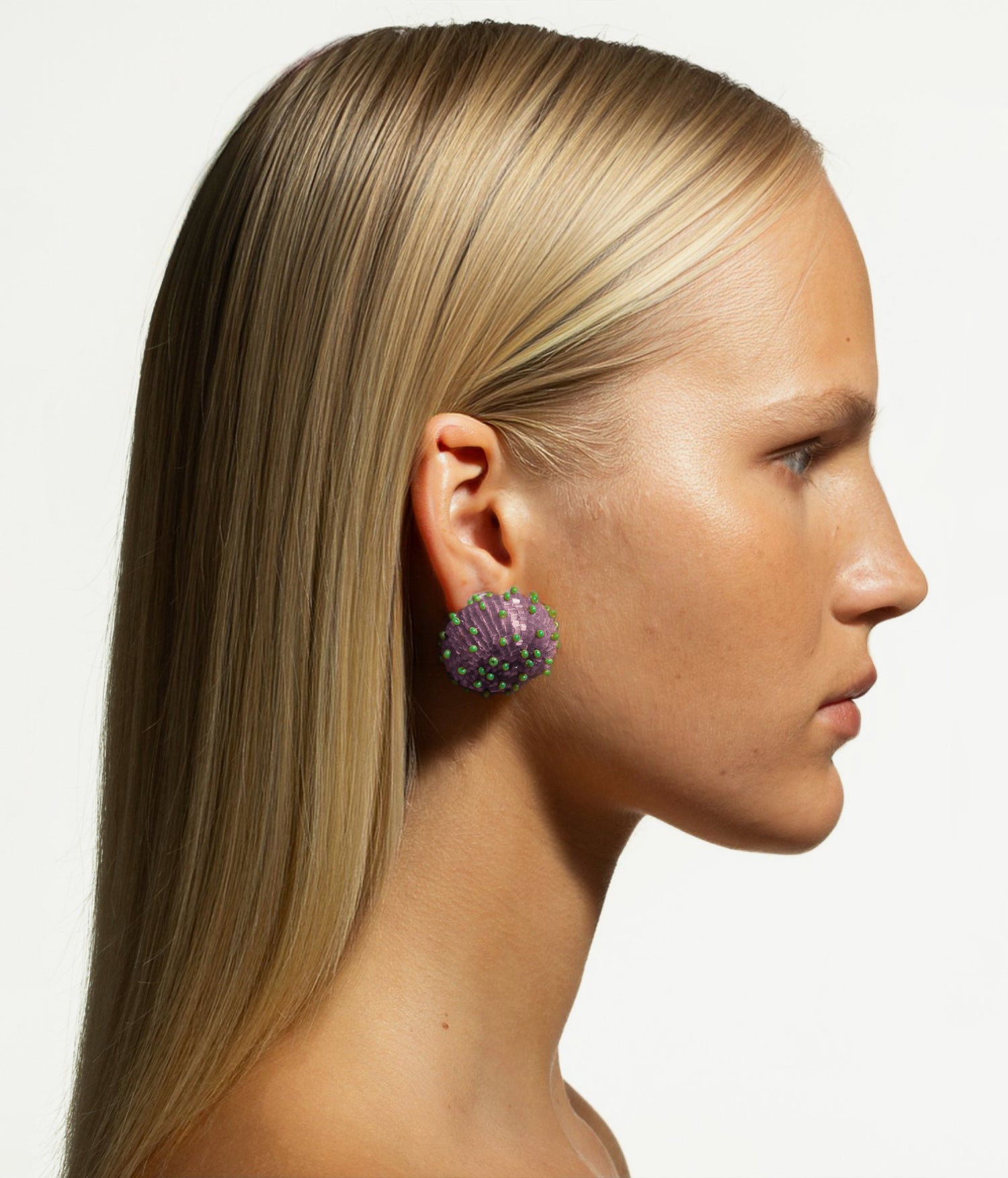 Ruslan Baginskiy Earrings collection, SKARBY Purple and Mint Beaded Earrings