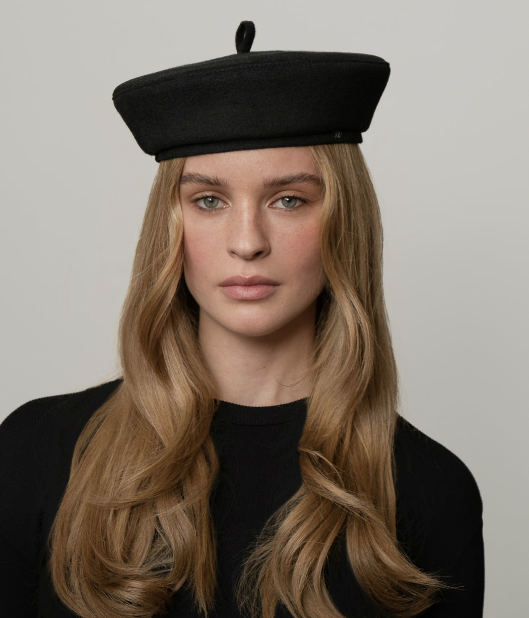 Monogram-embroidered Wool Beret BRT033-W-PT-XS Ruslan Baginskiy