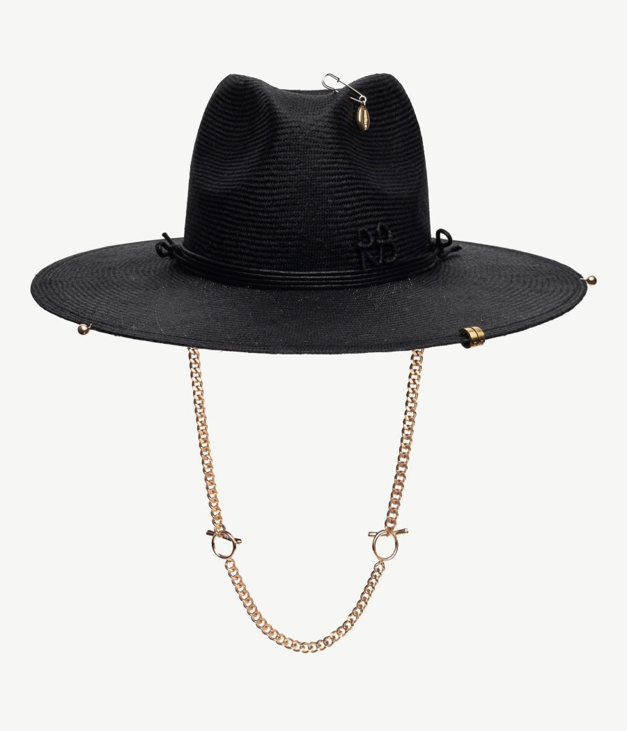 Photo, Fedora Hat, Chain Strap Straw Fedora Hat