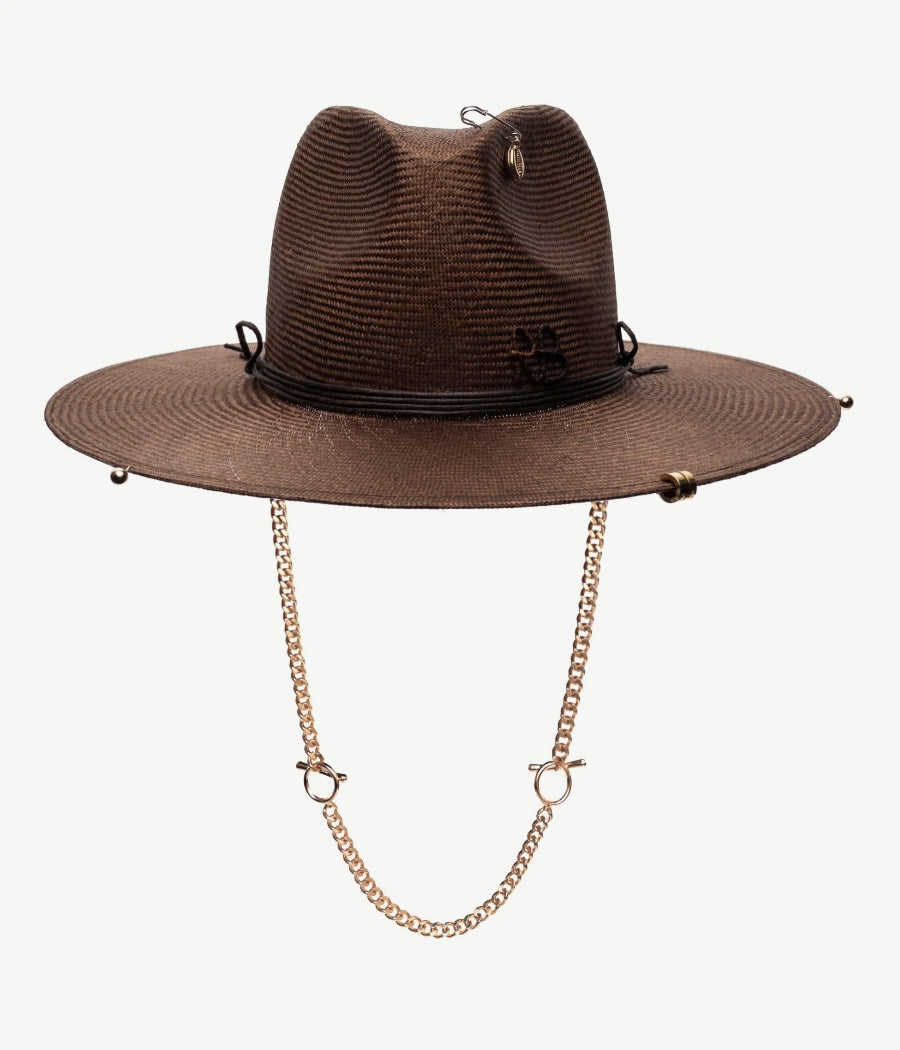 RB Fedora, Gambler or Boater Straw and Sun Hats, Chain Strap Fedora Hat FDR09-SZL-PRS-CHA-WRB Ruslan Baginskiy