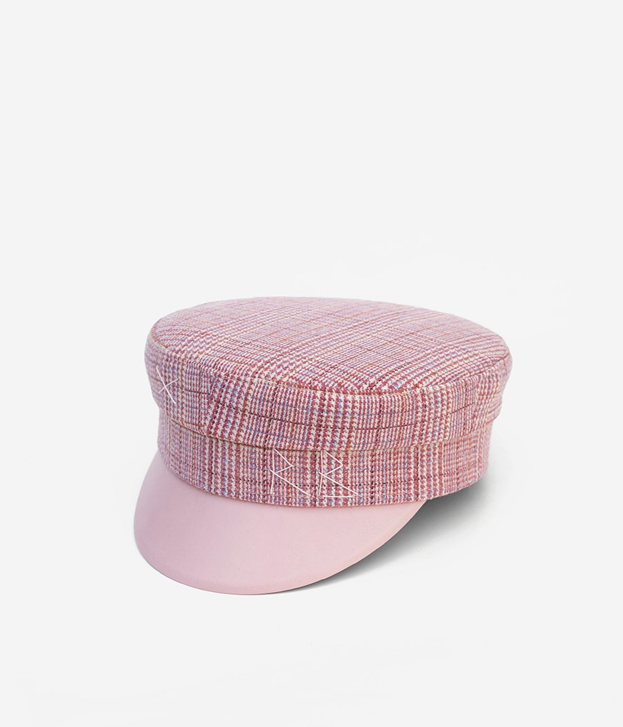 Checked wool baker boy cap (4622634549296)