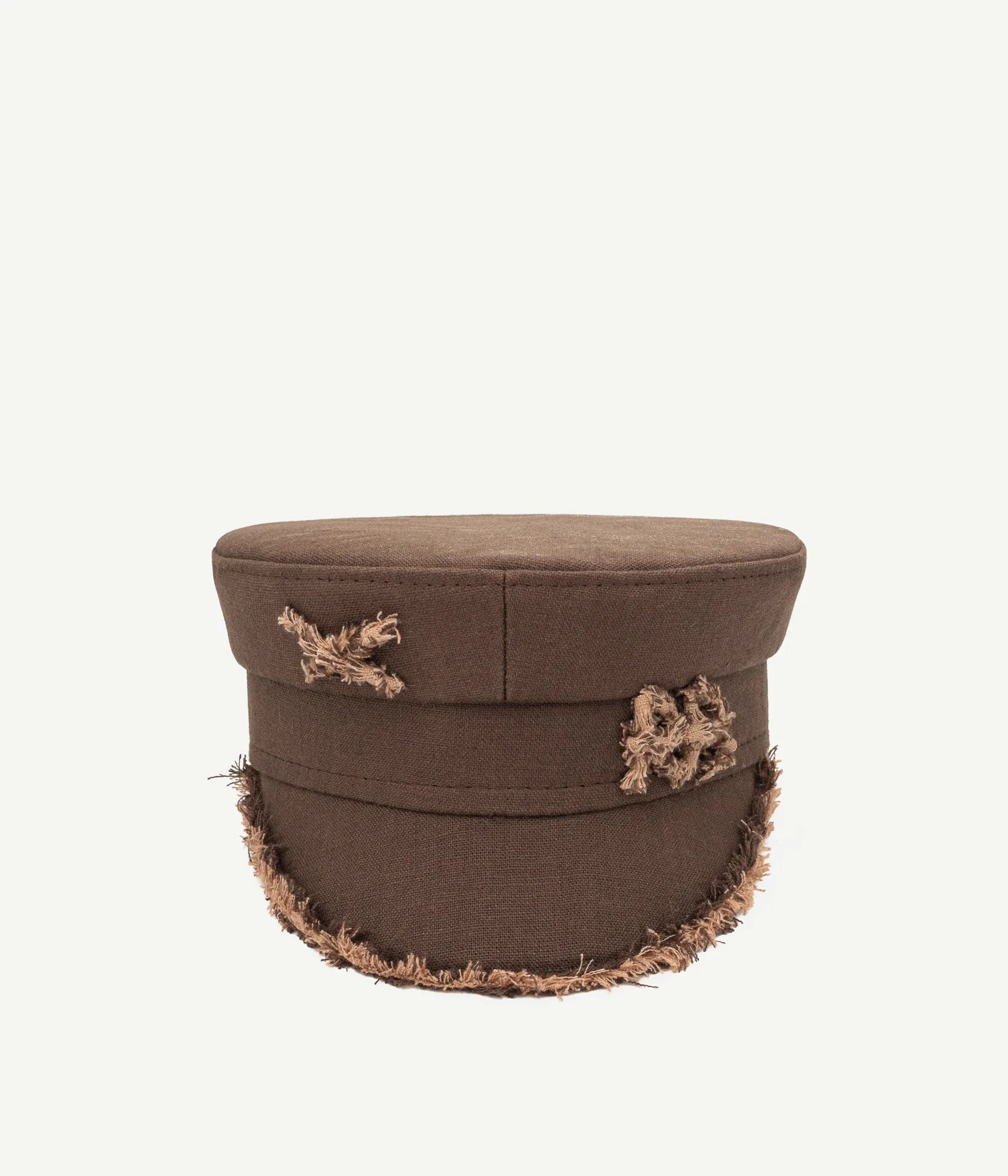 44_10, Monogram-embellished Fringed Baker Boy Cap
