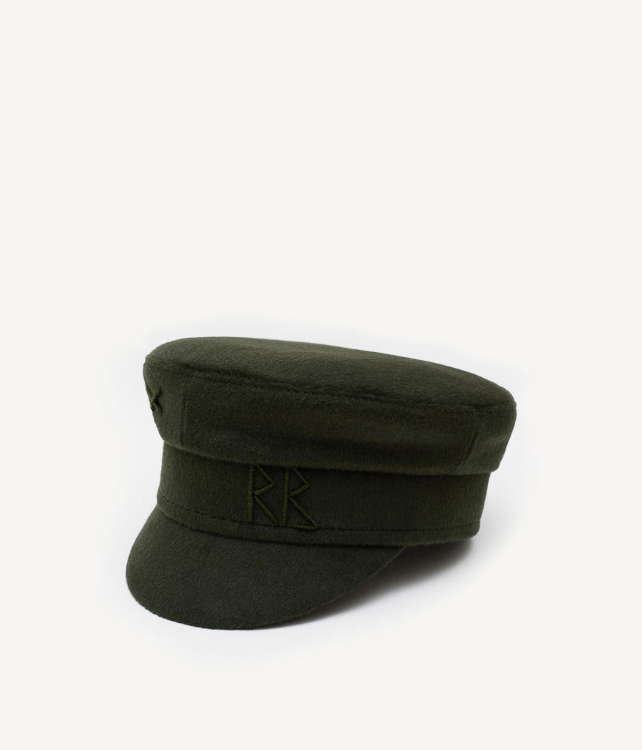 Monogram-embroidered Wool Baker Boy Cap