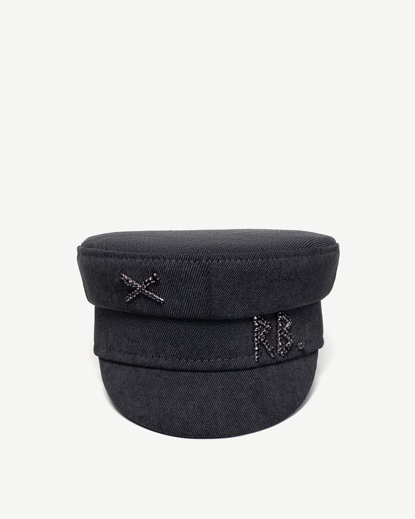 Crystal-embroidered Denim Baker Boy Cap