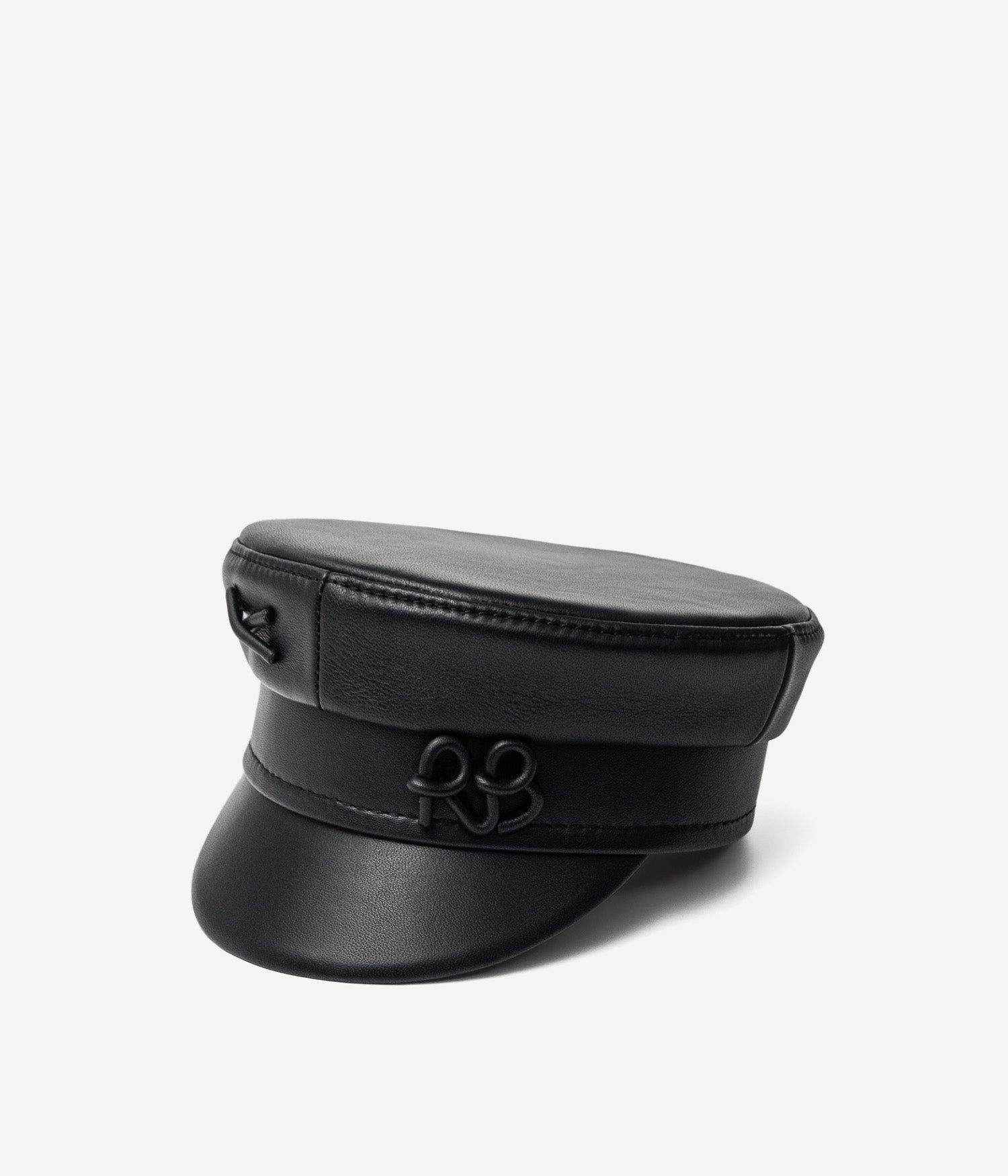 Leather, Logo-embellished Leather Baker Boy Cap