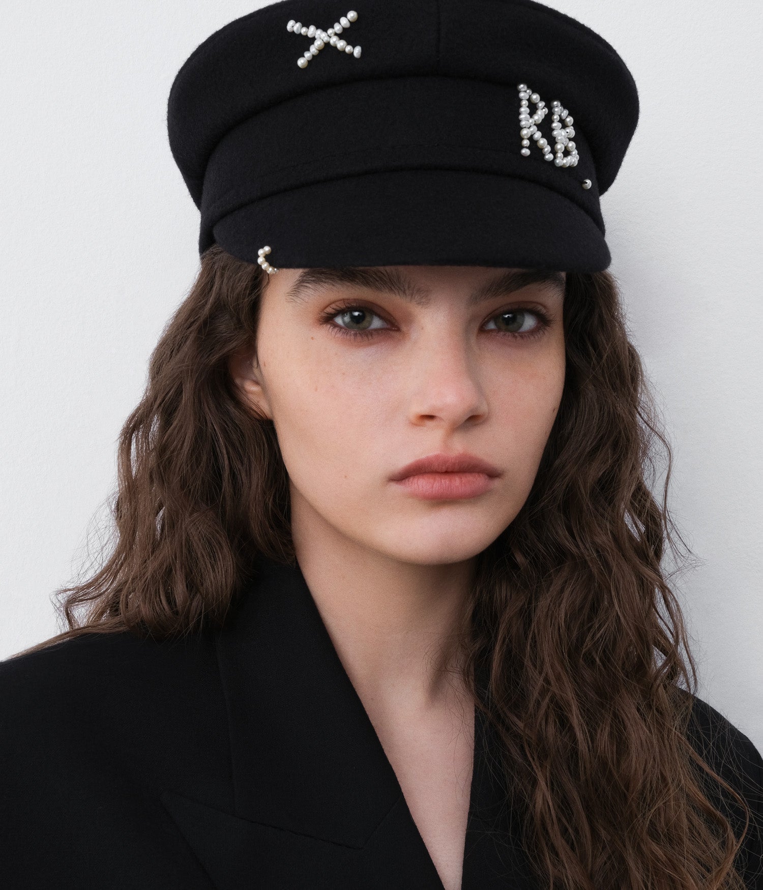 Pearls-embellished Baker Boy Cap