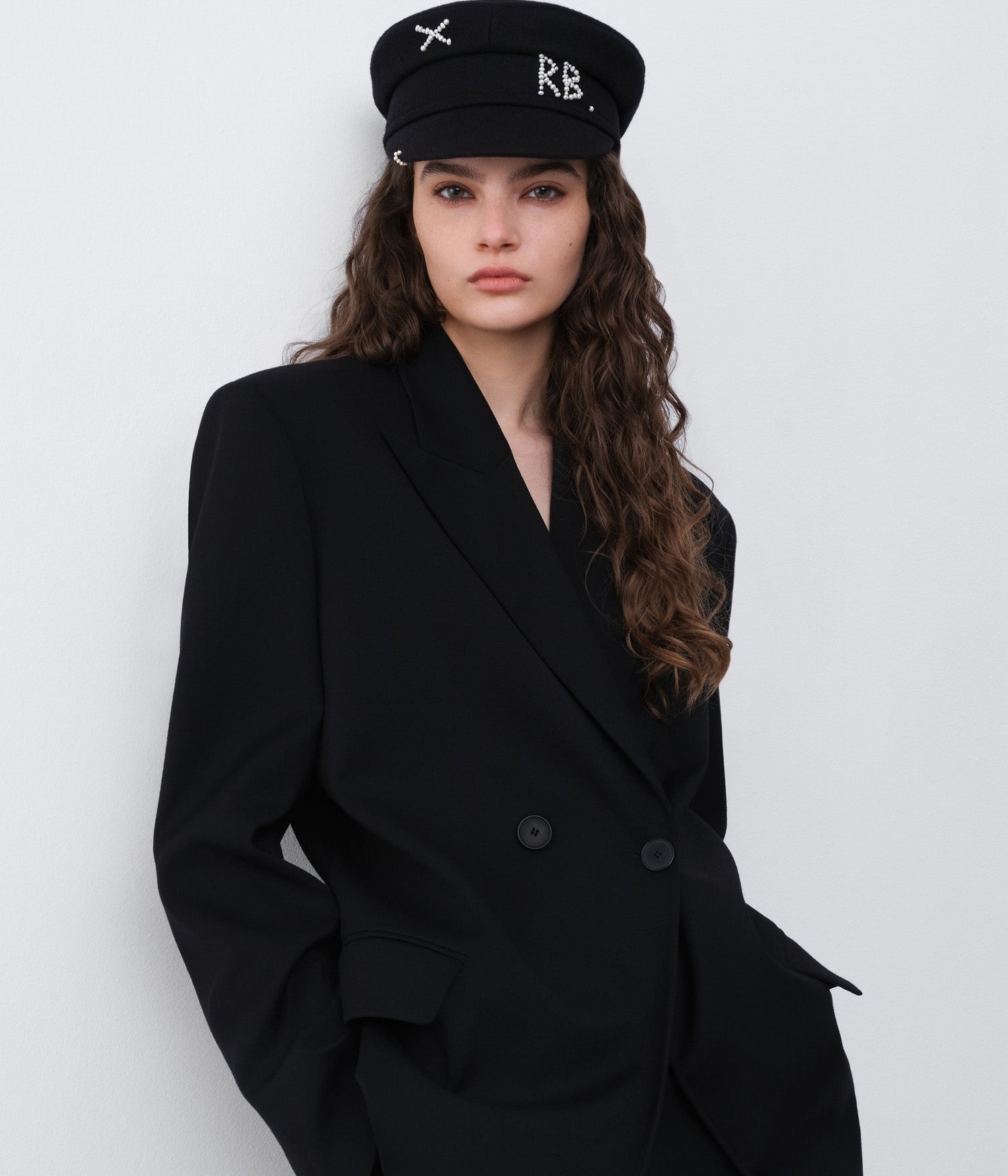 Pearls-embellished Baker Boy Cap