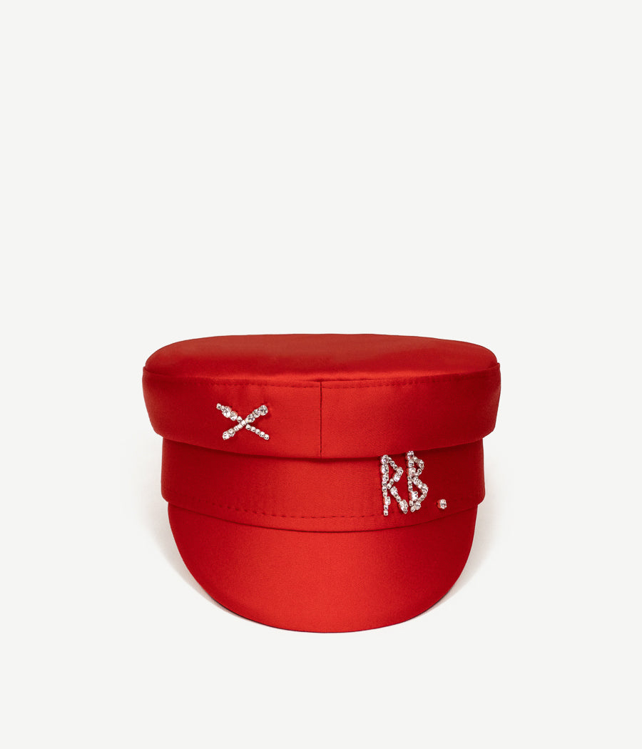 Photo, Baker Boy Cap, Crystal-embellished Satin Baker Boy Cap