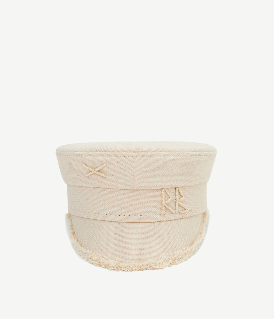 Photo, , Monogram-embellished Fringed Baker Boy Cap