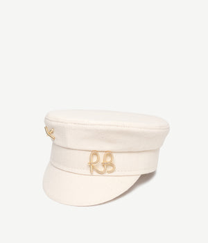 Monogram Embellished Cotton Baker Boy Cap