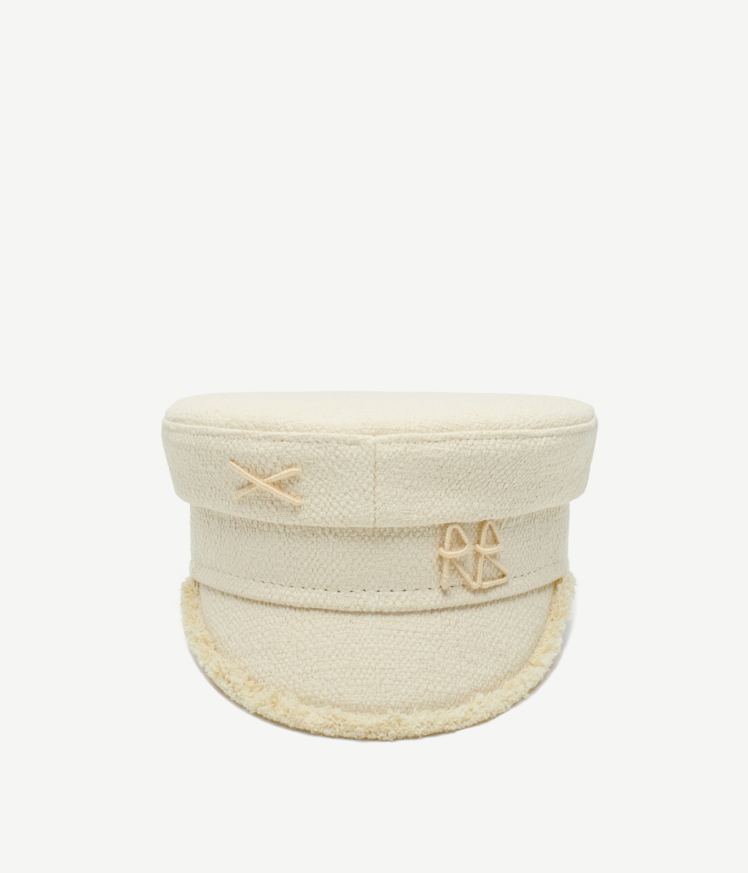 Logo-embellished Raw Edge Tweed Baker Boy Cap