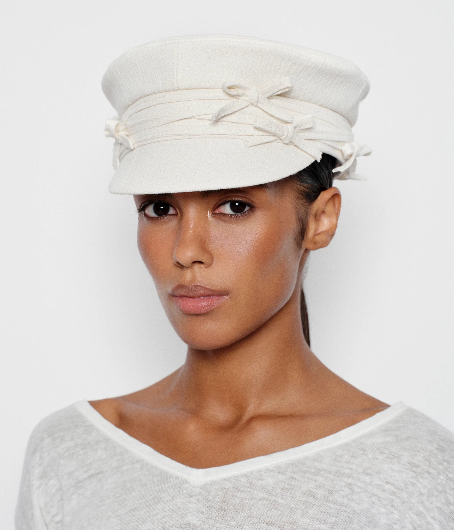 Embellished Bow Ties Baker Boy Cap
