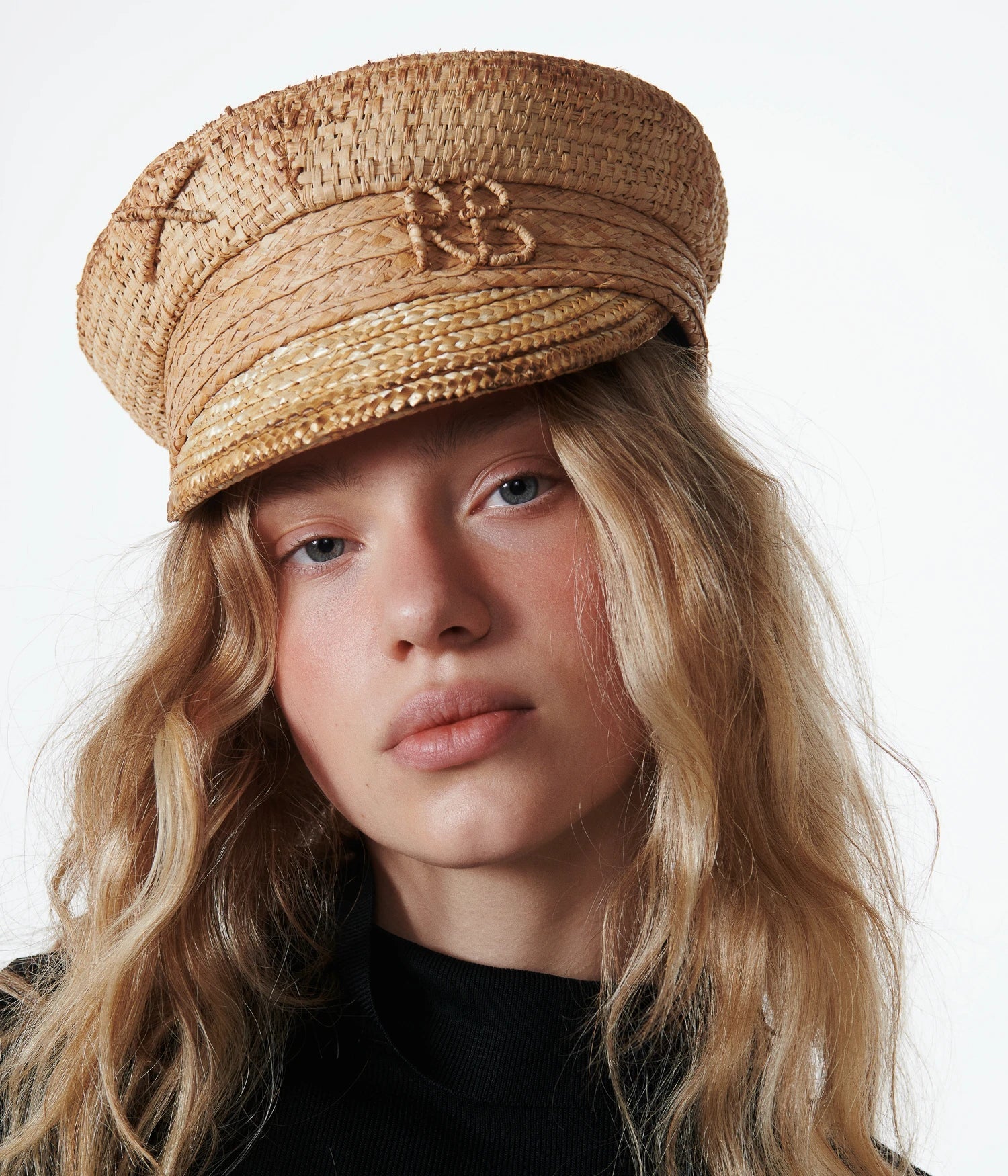 44_10, Wheat Spikes Embellished "Sunburnt" Baker Boy Cap
