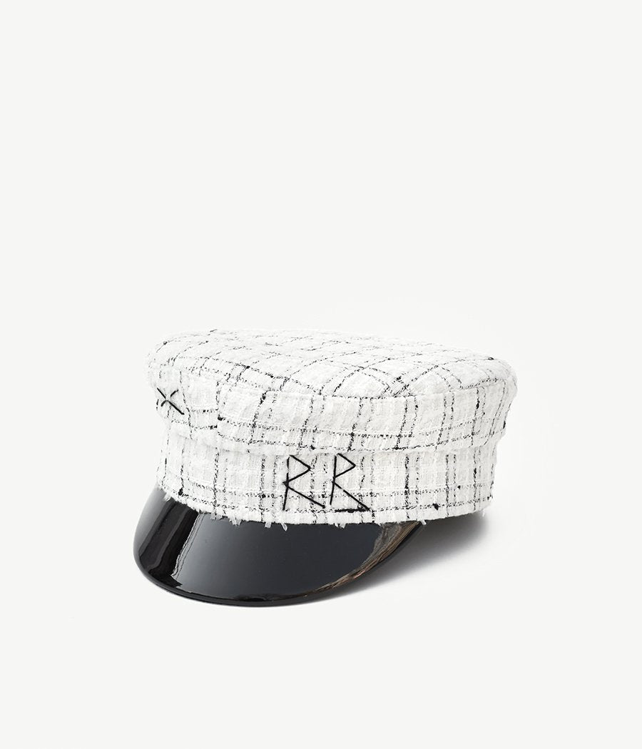 Checked-tweed baker boy cap (4622636711984)