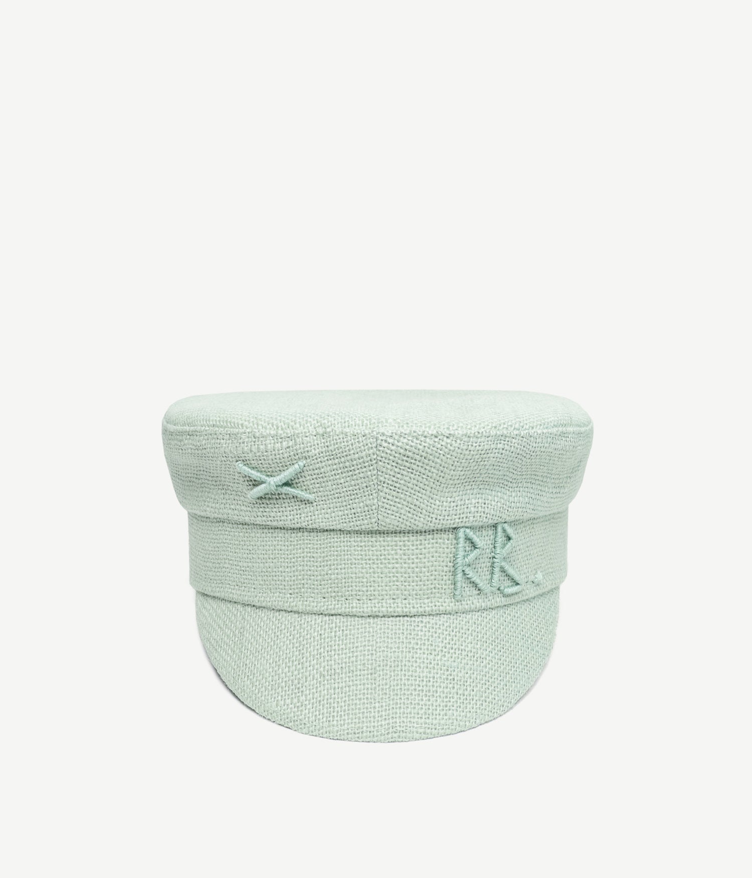 Monogram-embellished Jute Baker Boy Cap