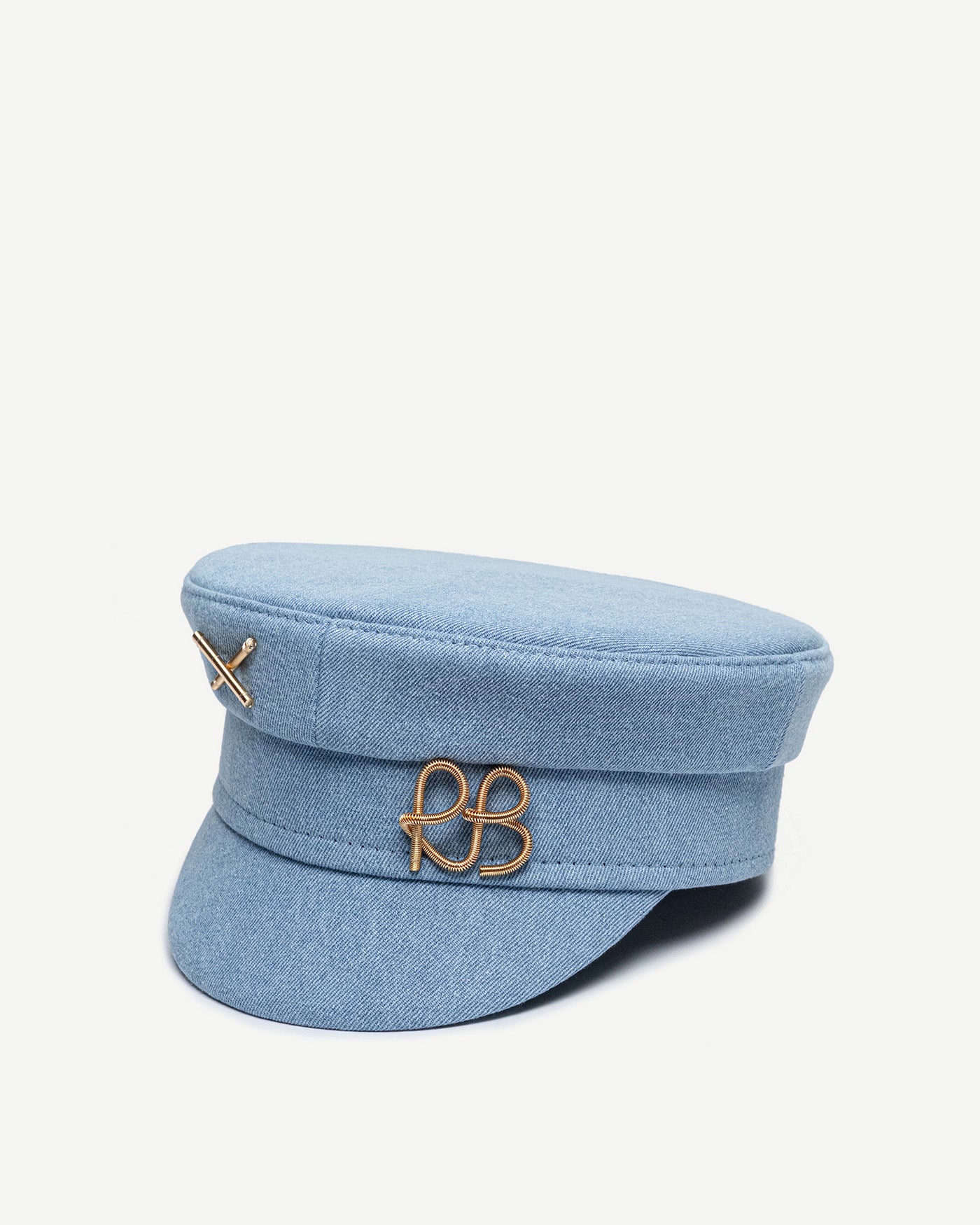 Bestsellers, Denim Baker Boy Cap with Gold-Tone Logo-plaque