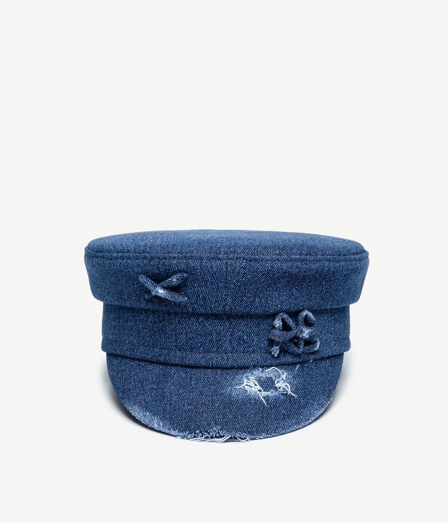 Distressed Denim Baker Boy Cap