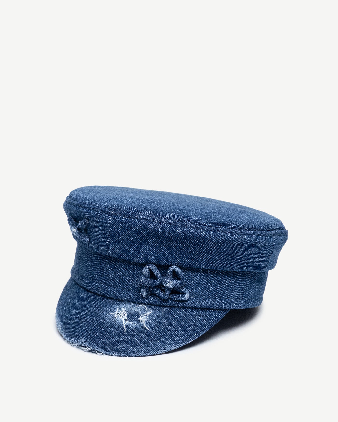 Distressed Denim Baker Boy Cap