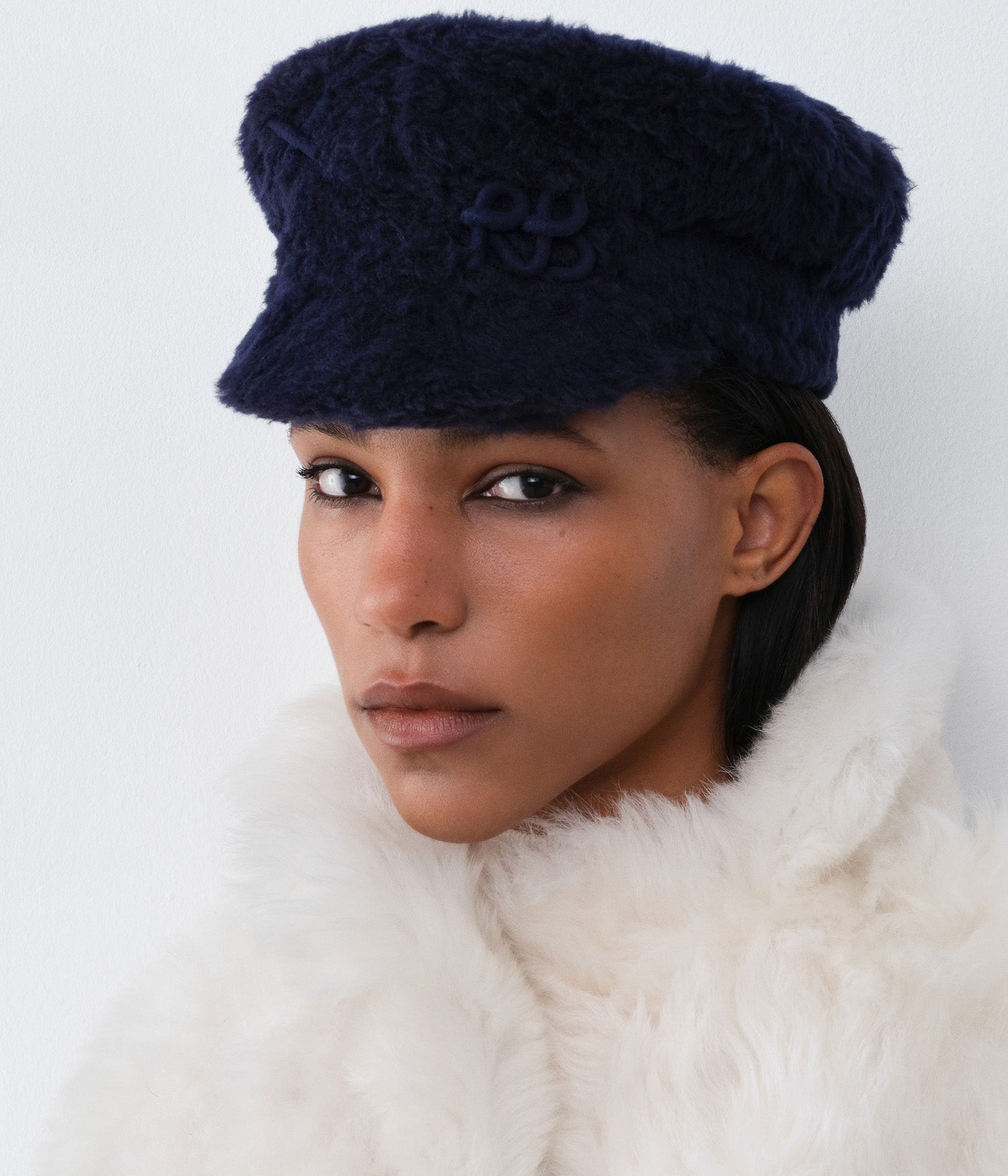 Faux-Fur Baker Boy Cap