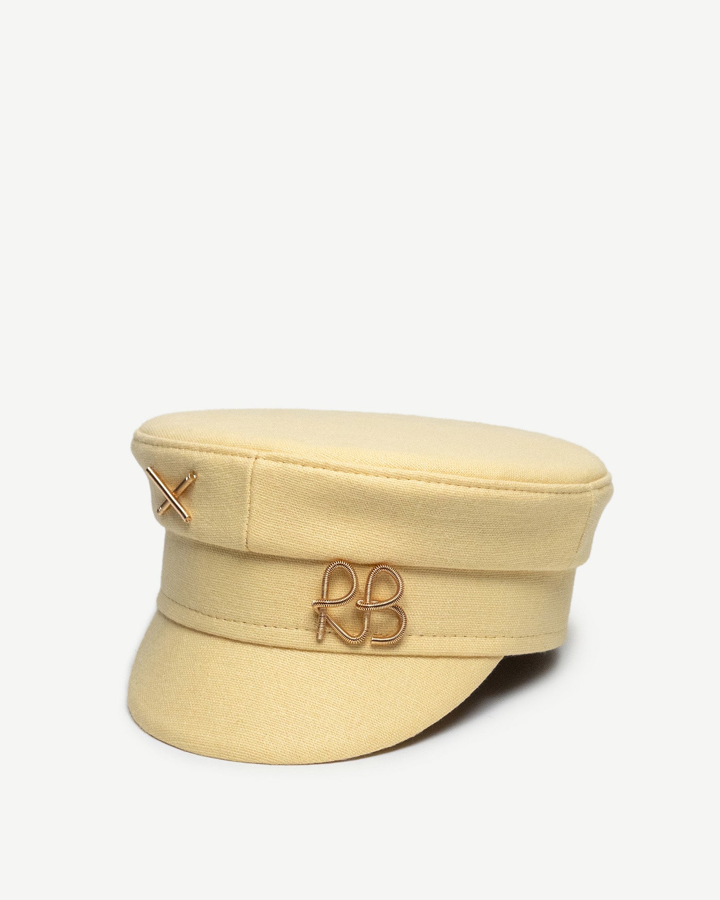 Photo, Baker Boy Cap, Linen Baker Boy Cap with Gold-Tone Logo-plaque