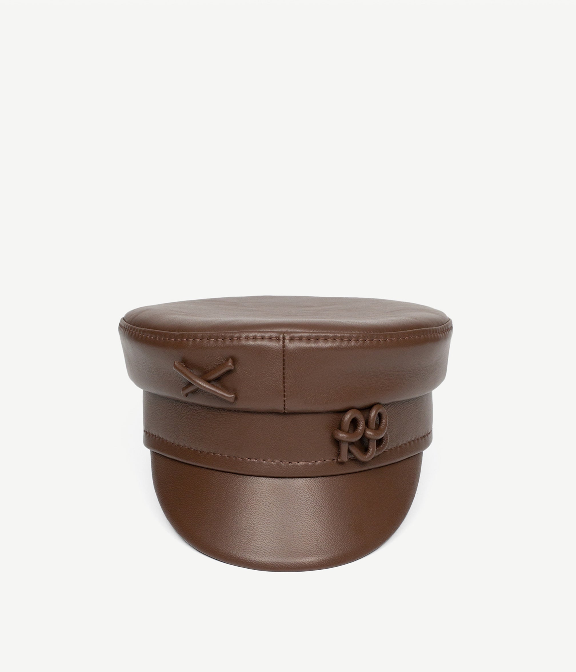 Photo, Baker Boy Cap, Monogram-embellished Leather Baker Boy Cap