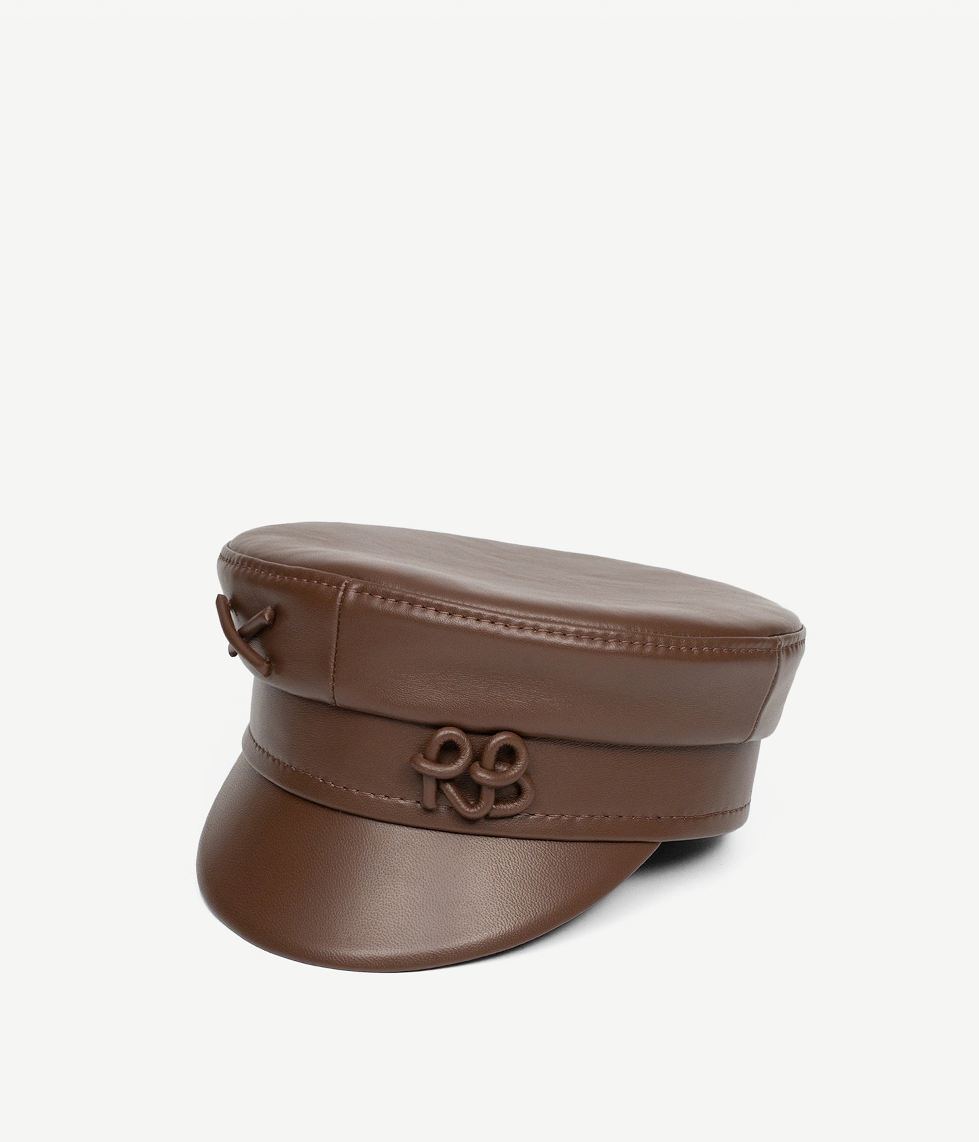 Fall 2026, Monogram-embellished Leather Baker Boy Cap