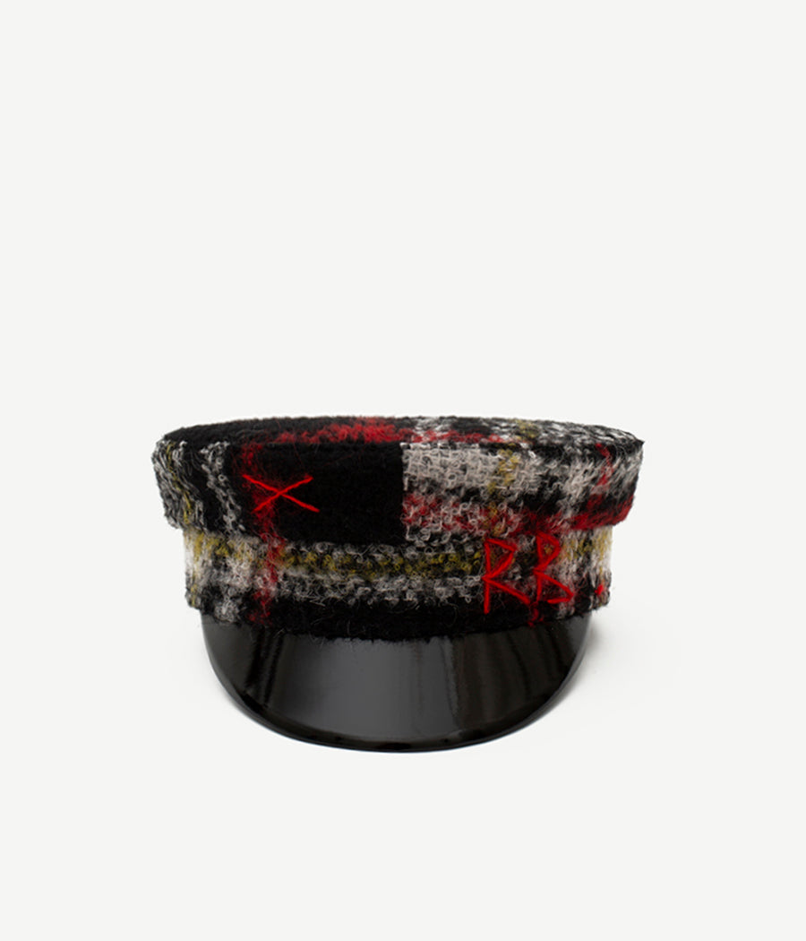 Checked Wool Baker Boy Cap (4712878932016)