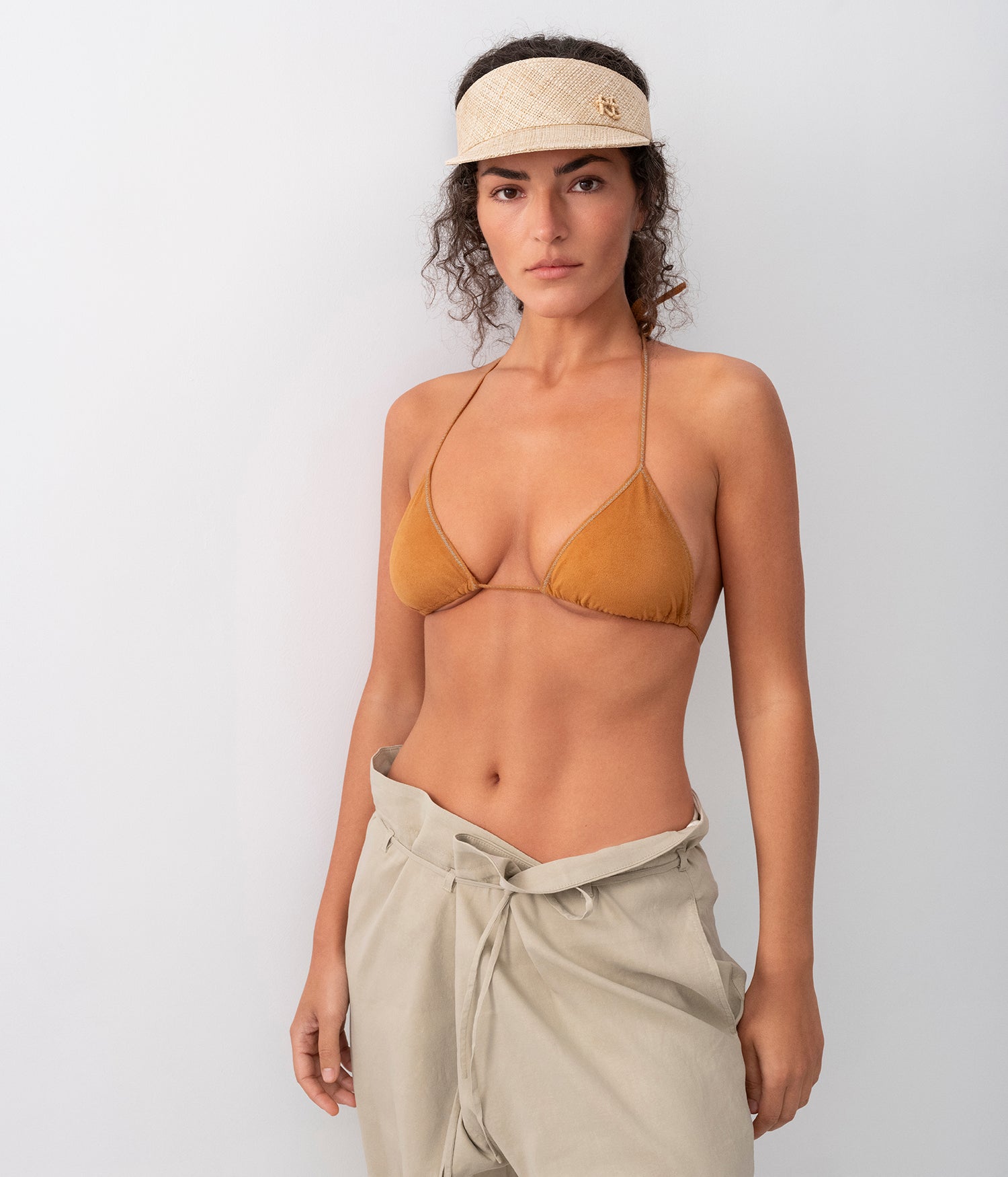 Monogram-embellished Straw Visor