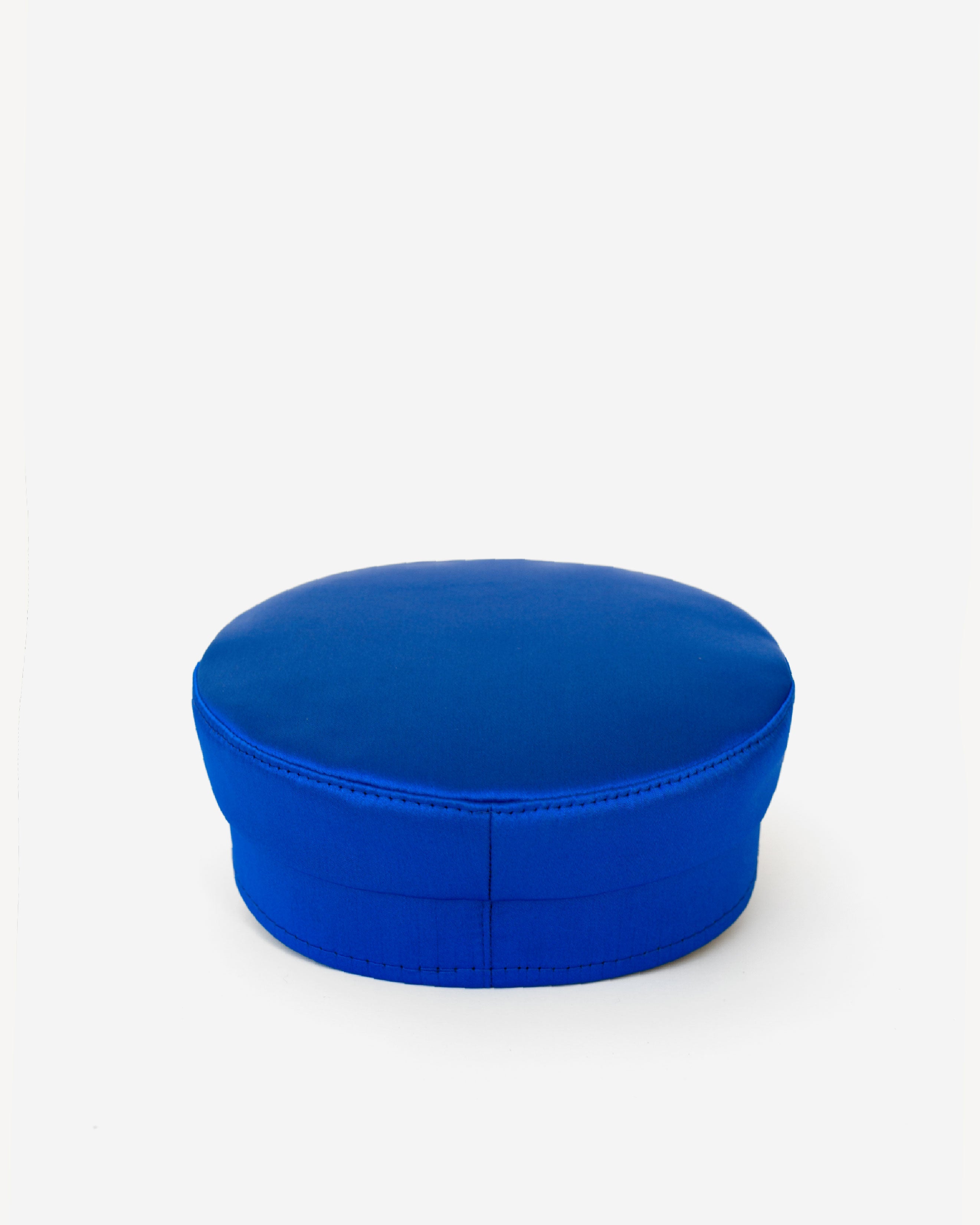 Crystal-embellished Blue Satin Baker Boy Cap