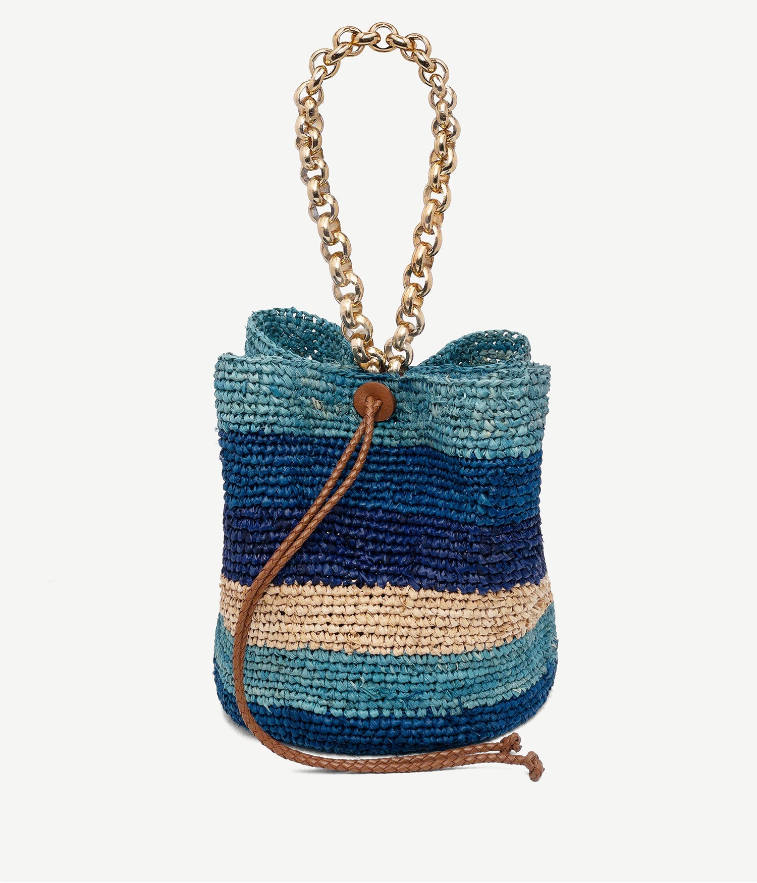 Striped Chain Strap Pouch Bag