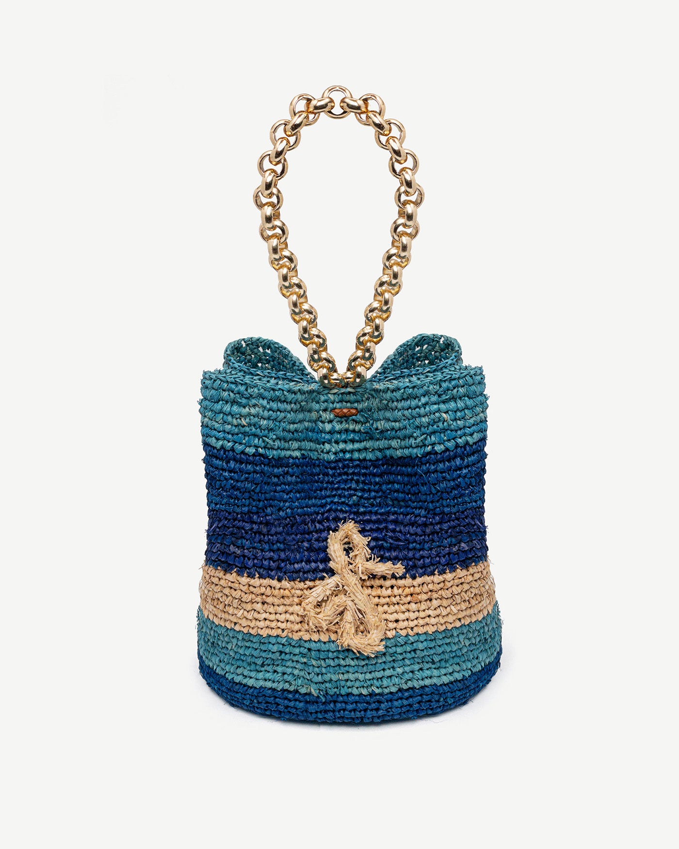 Striped Chain Strap Pouch Bag