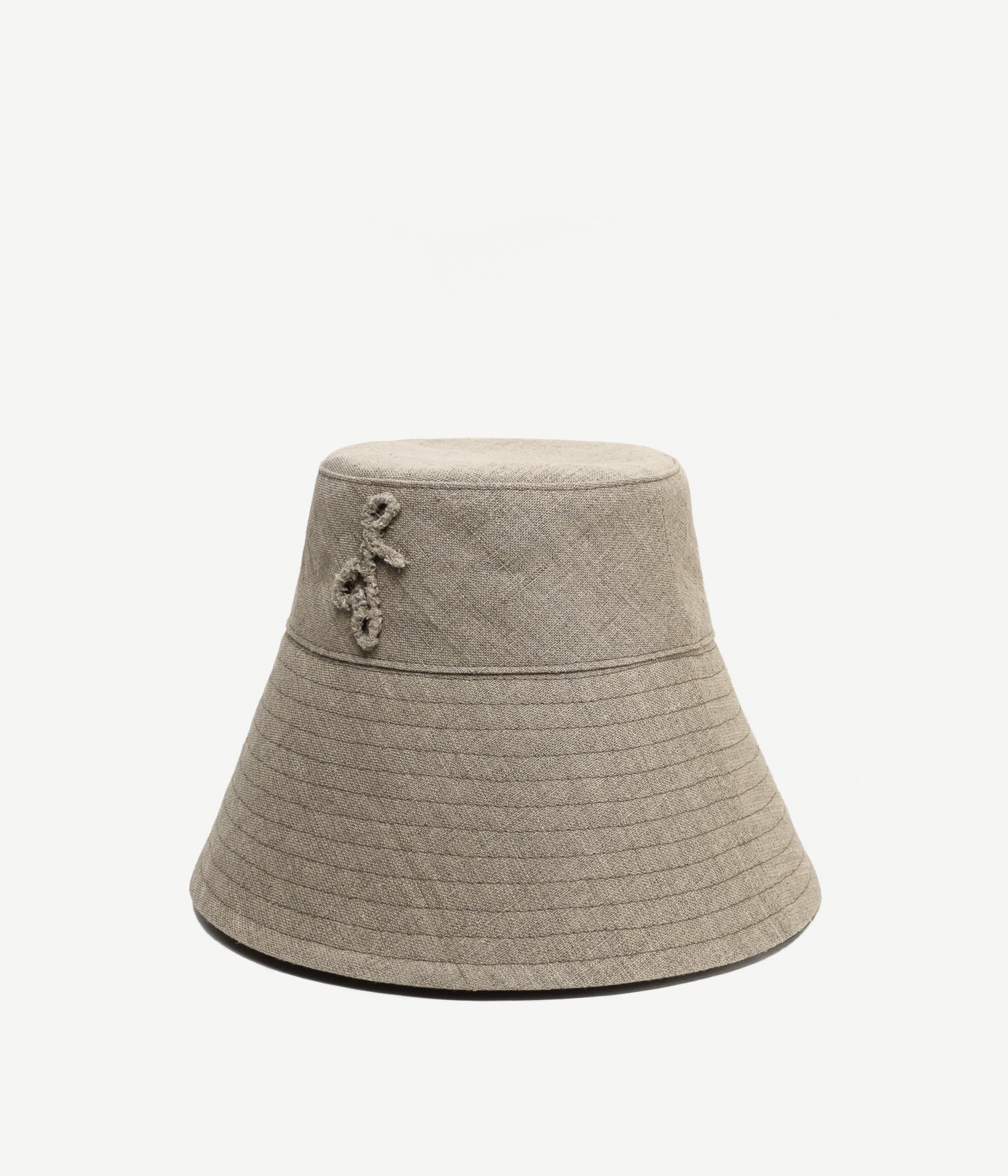 Black Friday Archive by RB, Monogram-Embelished Wide-Brimmed Linen Hat