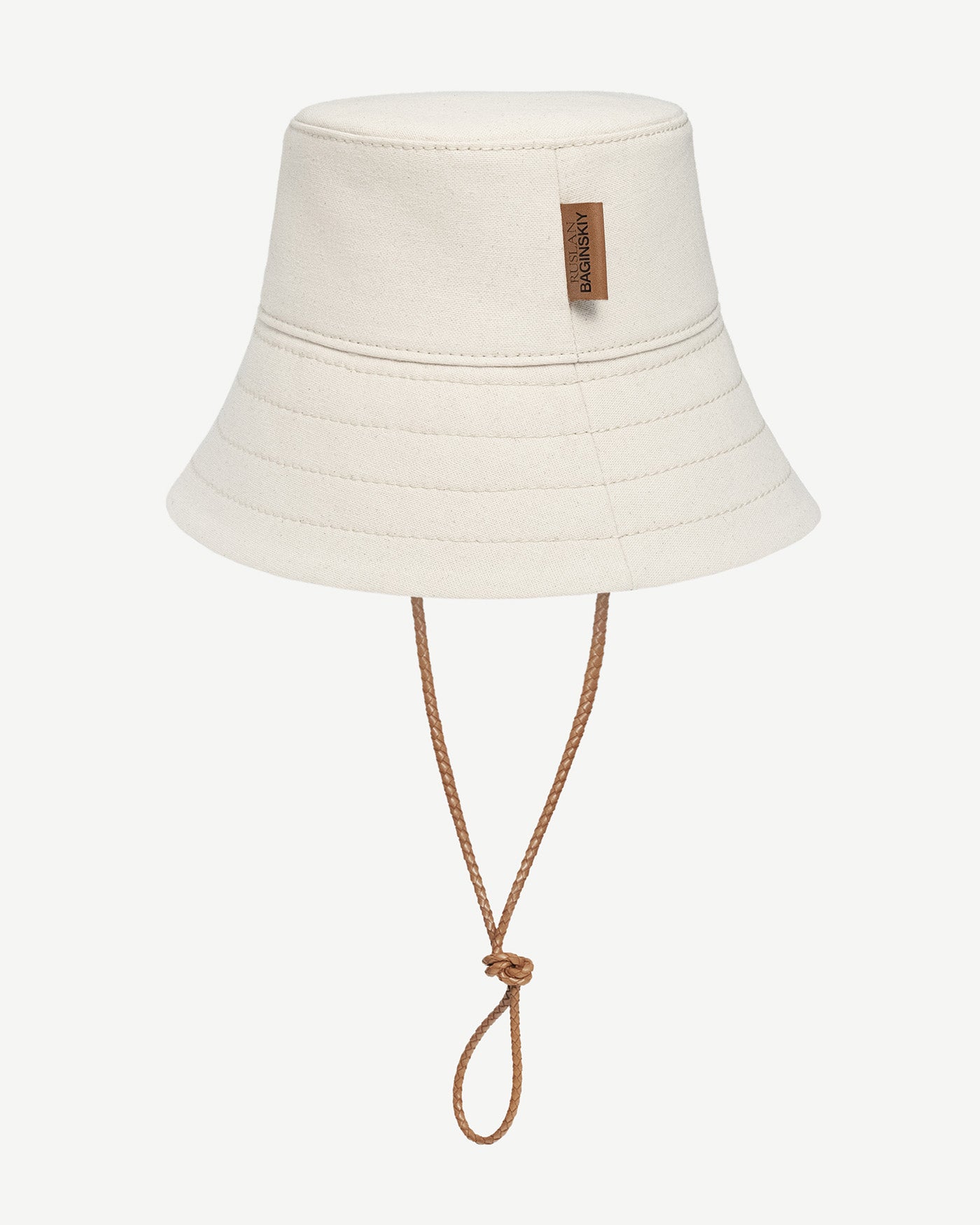Logo Patch Bucket Hat with Leather Trim