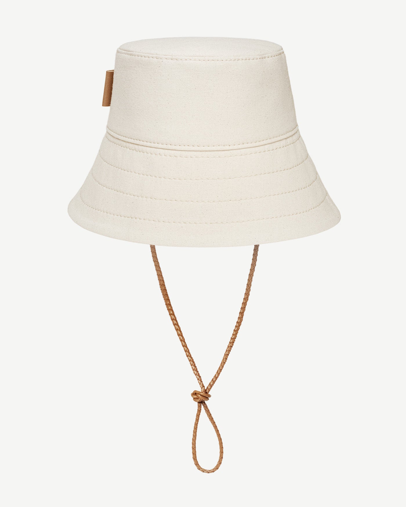 Logo Patch Bucket Hat with Leather Trim