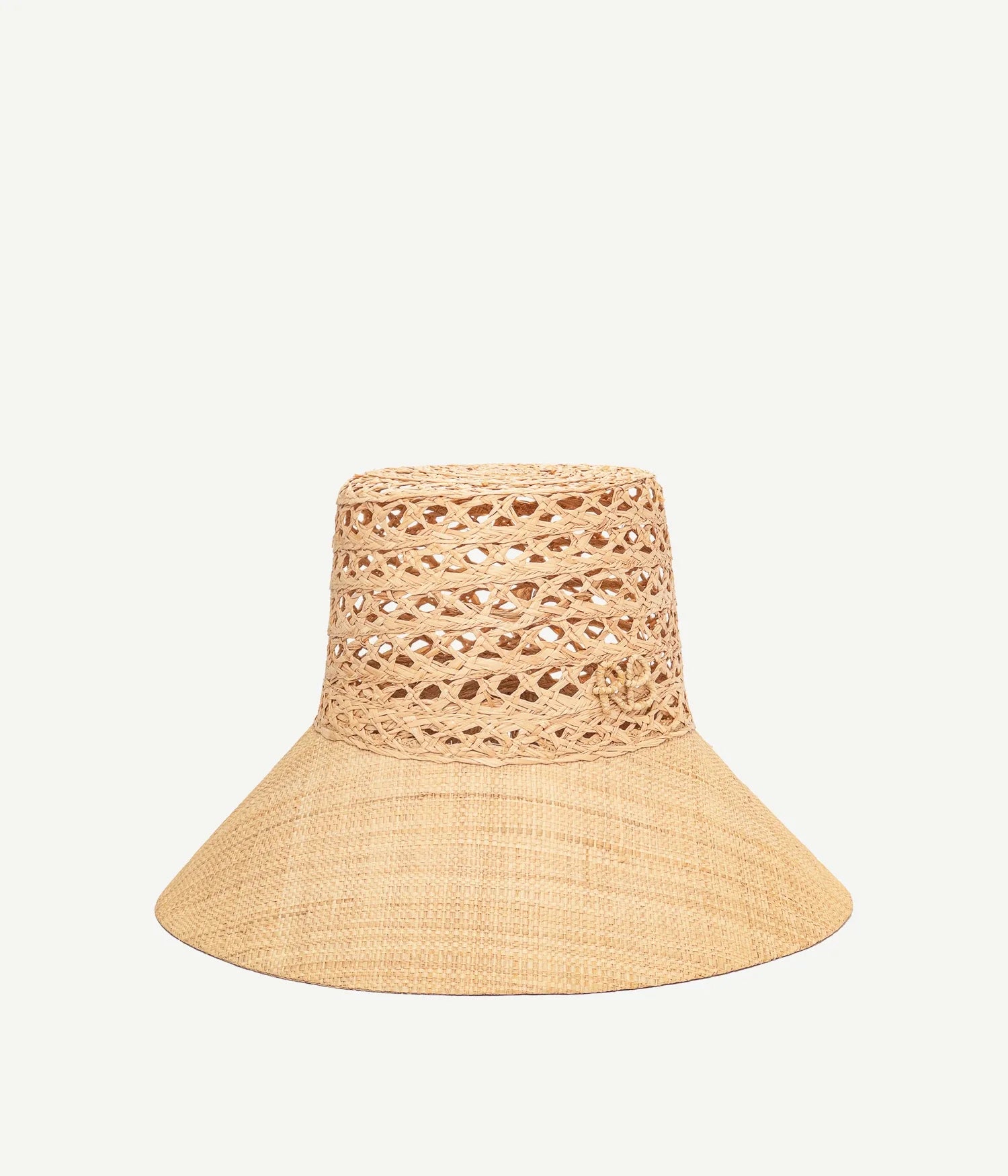 44_30, Cut Out Straw Wide Brim Bucket Hat