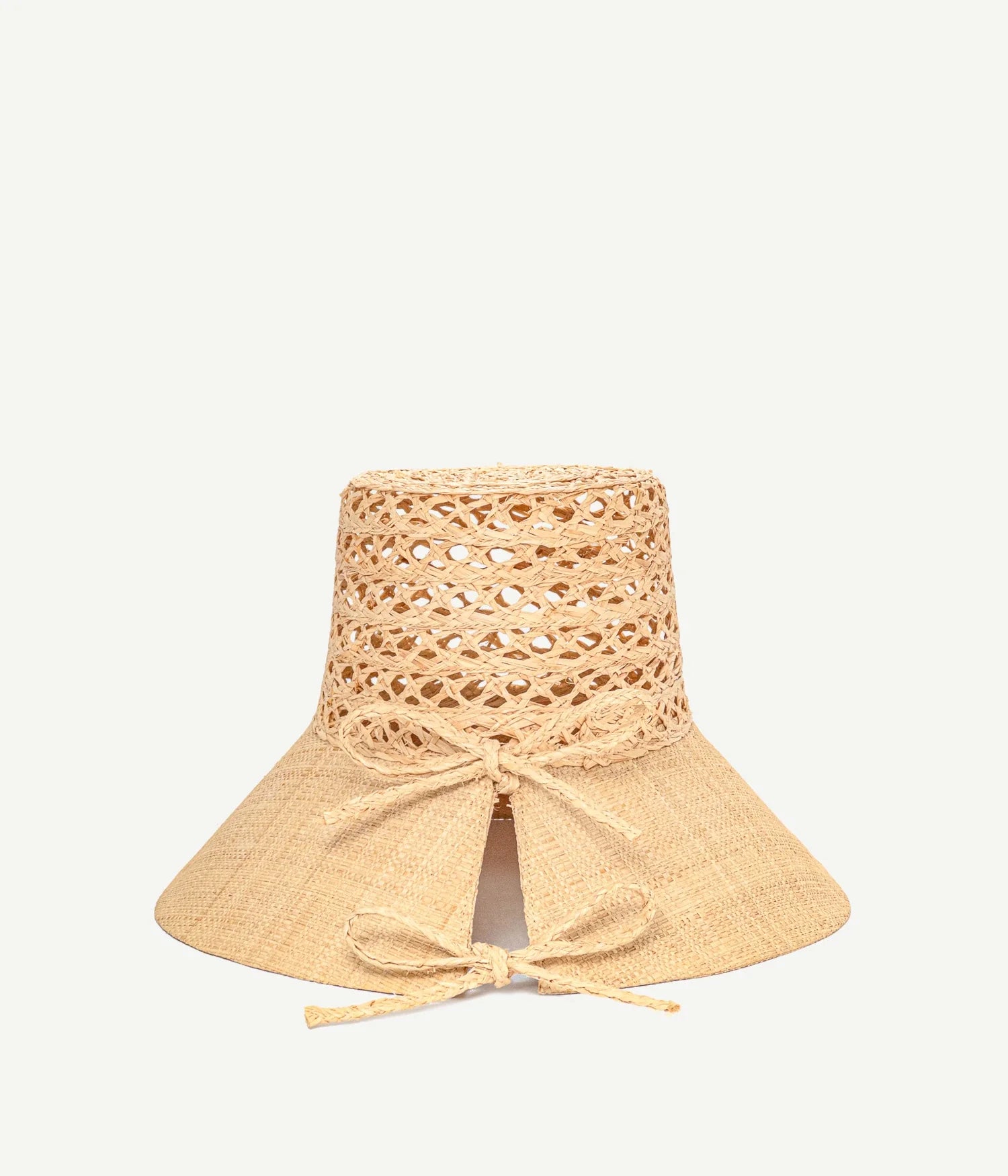 44_30, Cut Out Straw Wide Brim Bucket Hat