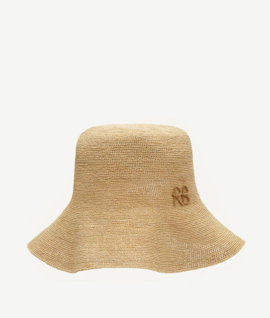 ALLwithoudDIS, Ruslan Baginskiy Monogram-embellished Bucket Hat is a solid seamless piece with a delicate detail. Being soft, foldable and easily packable, this piece is ready to jump into your vacation luggage. Well, going forward, it will barely sit on the shelf before and after the vacation, too.No one really sits still in the summer, but you should give it a try. In between beach parties, long swims and even longer sightseeing, there should be some moment of calmness. A moment of doing nothing with your bucket hat on… just an idea.Crafted from lightweight straw these bucket hats are easily foldable for packing and travelling.