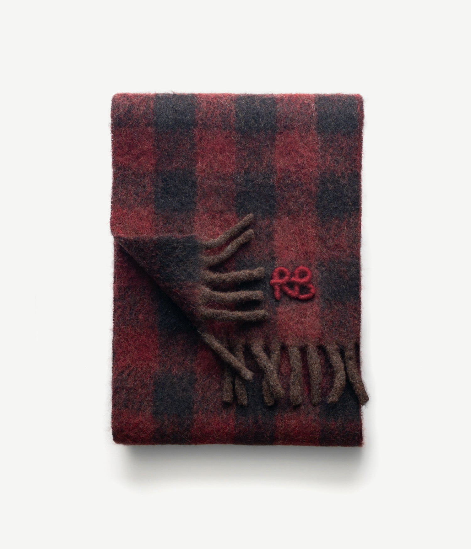 RB-Logo fringed alpaca-blend scarf Mid