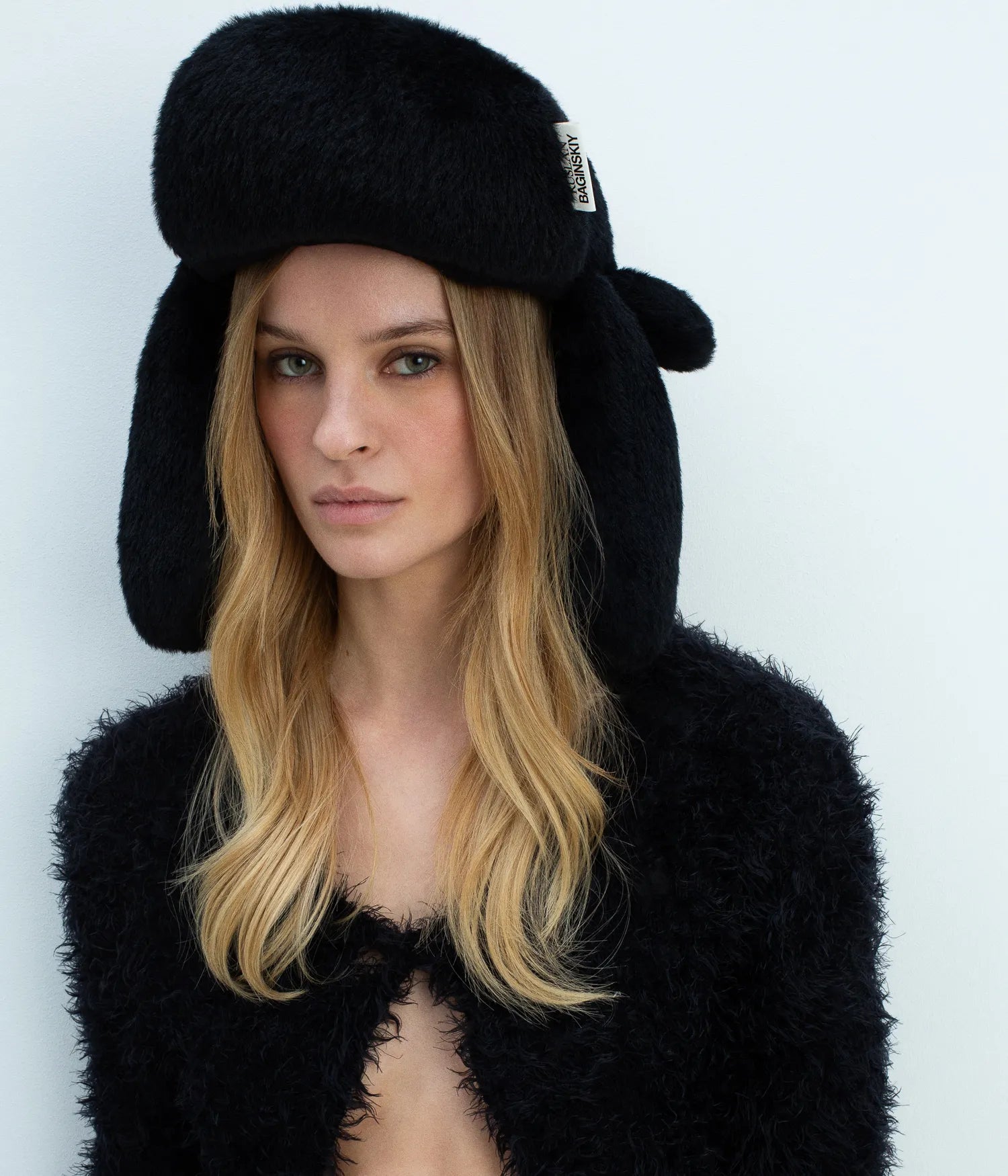 Logo-Patch Faux Fur Aviator Hat