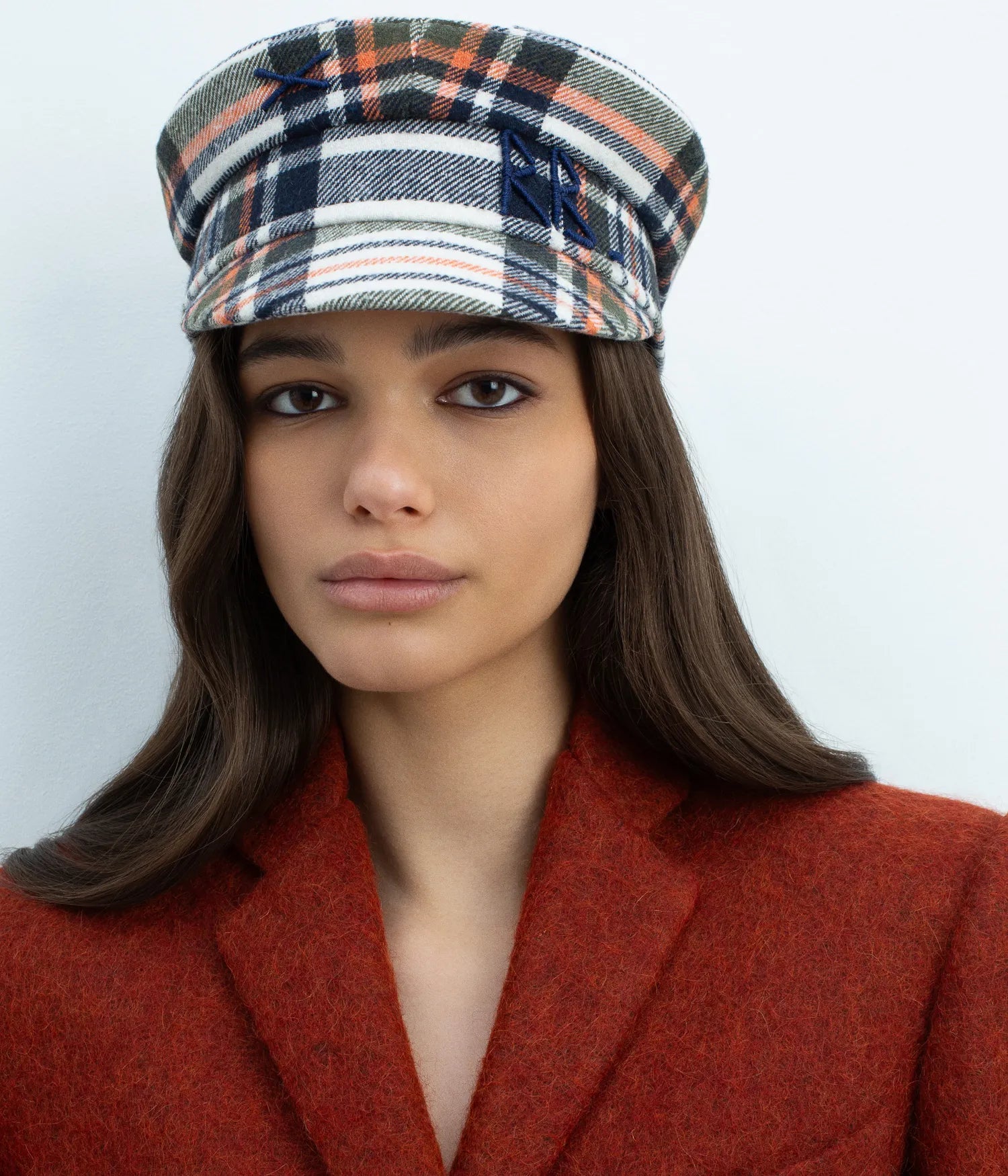 Logo-embellished Plaid Baker Boy Cap