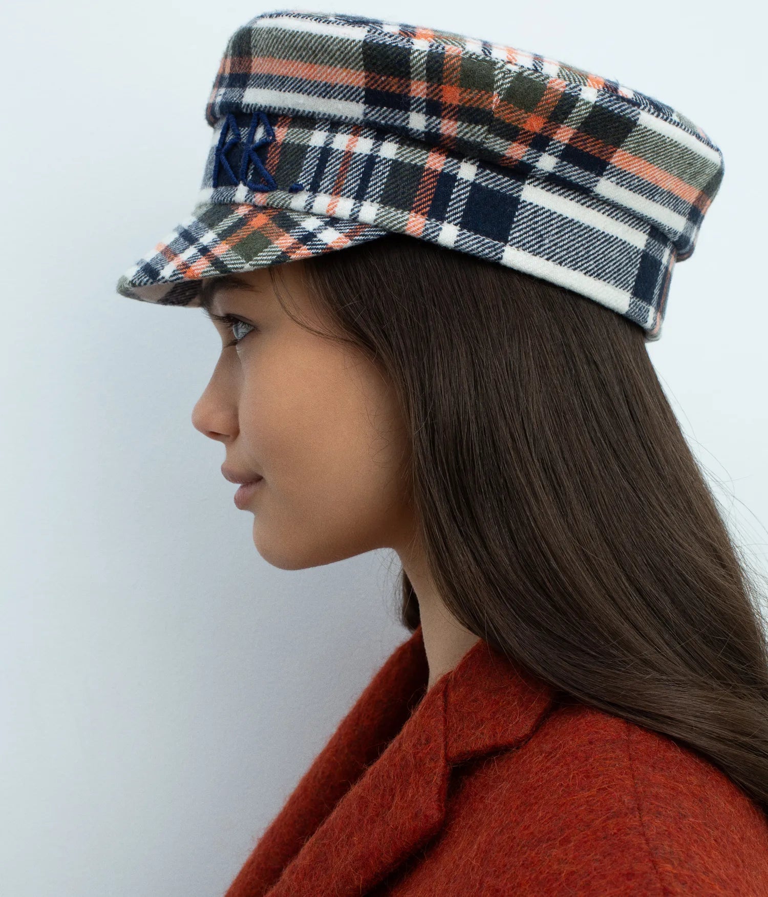 Logo-embellished Plaid Baker Boy Cap