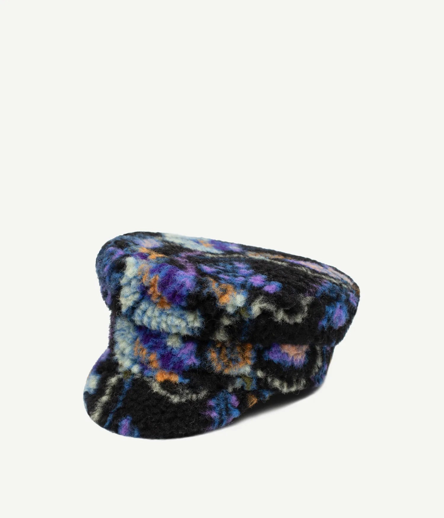 Floral-Print Faux-Fur Baker Boy Cap