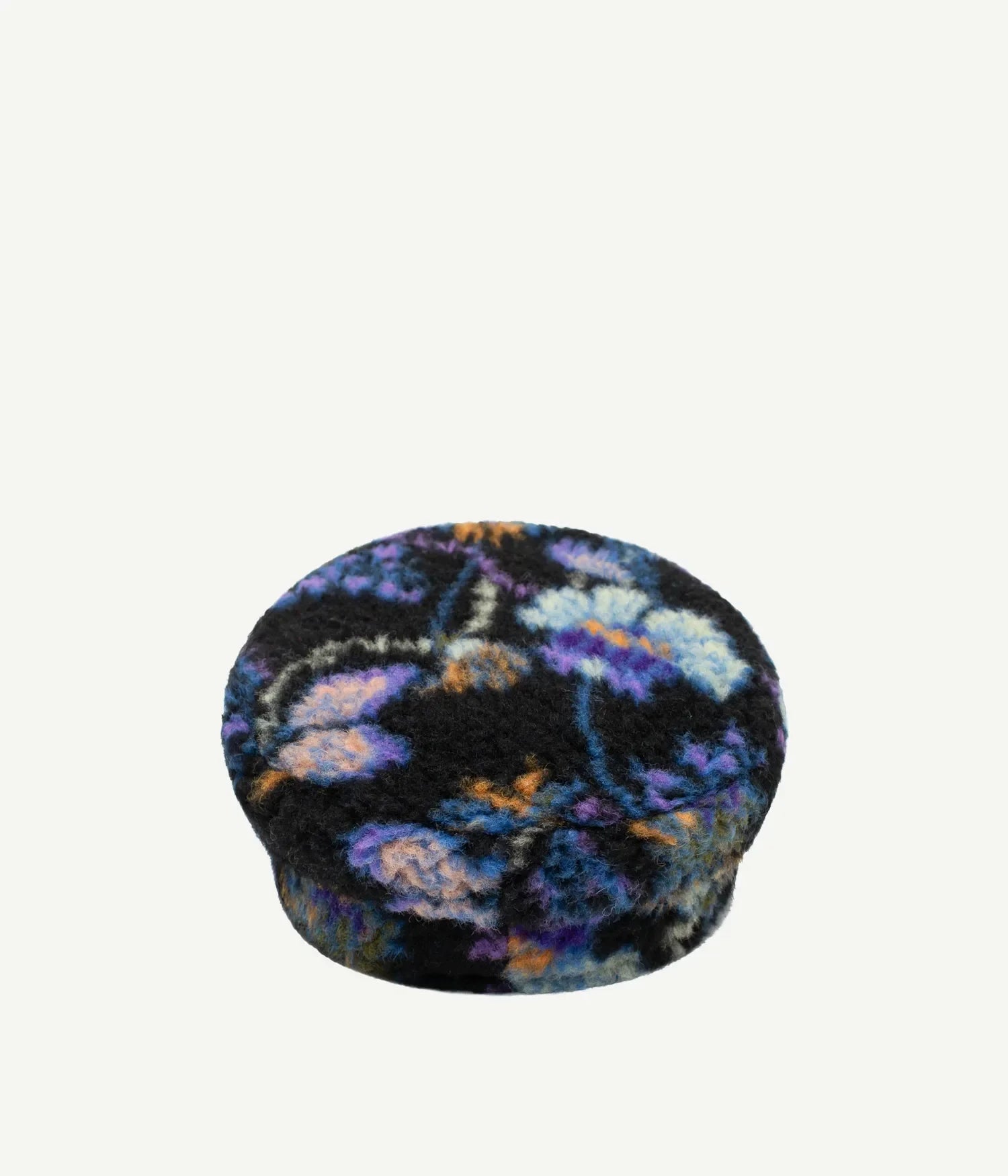 Floral-Print Faux-Fur Baker Boy Cap