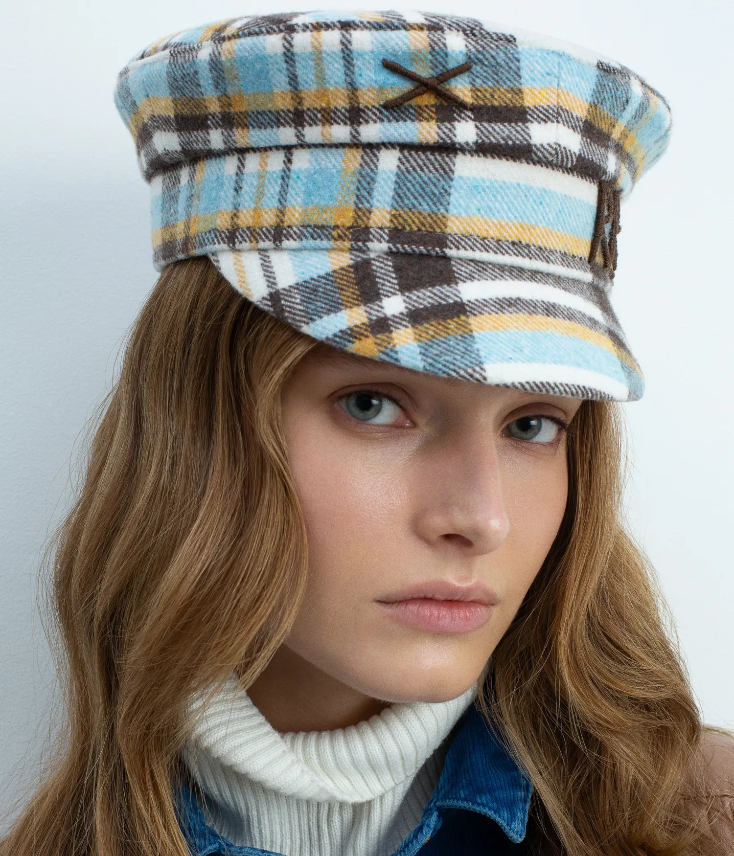 Logo-embellished Plaid Baker Boy Cap