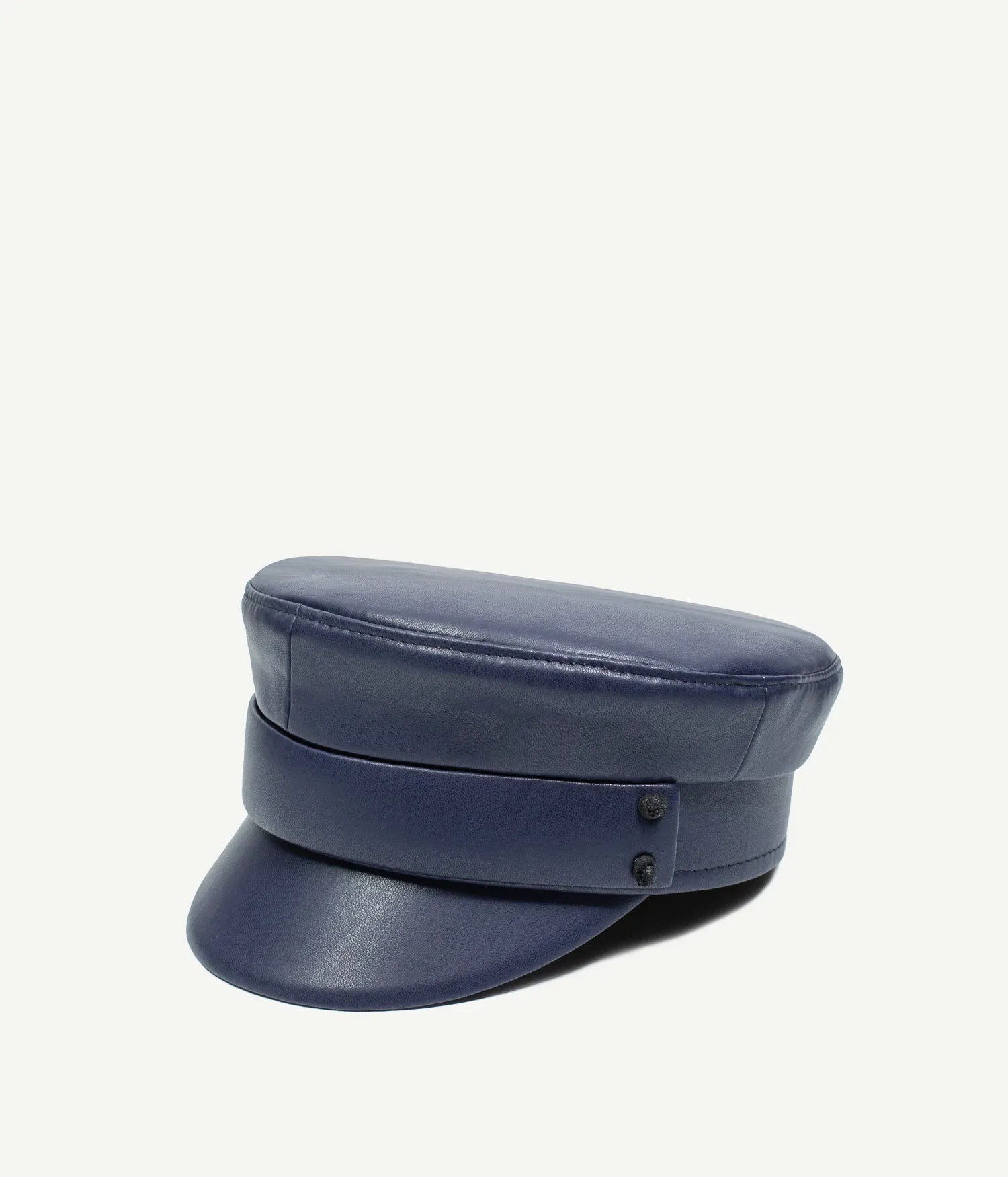 Faux-Leather Belted Baker Boy Cap